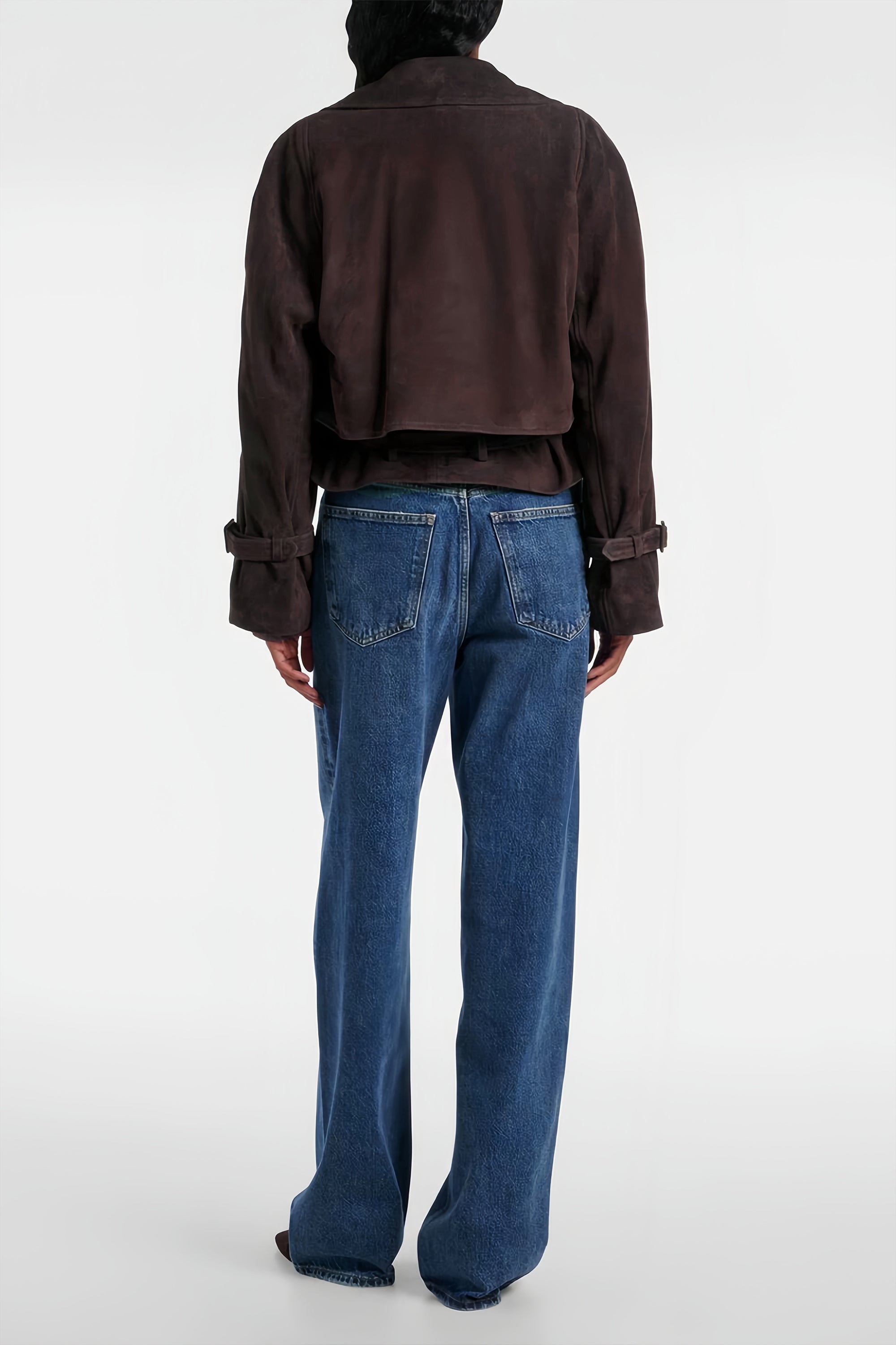 Esperanza Brown Belted Suede Short Biker Jacket