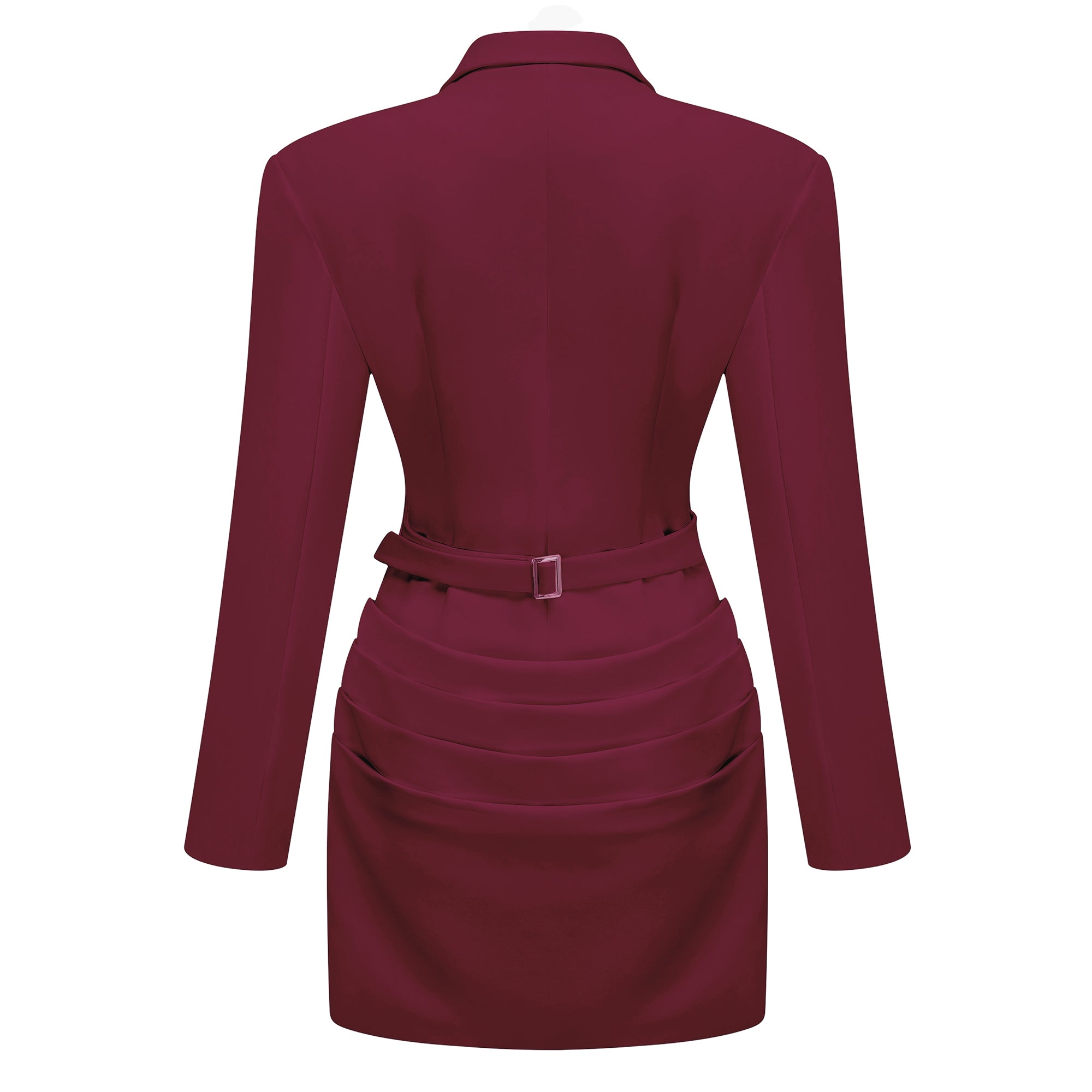 Rosette Burgunderfarbenes Blazer-Minikleid mit Raffungen