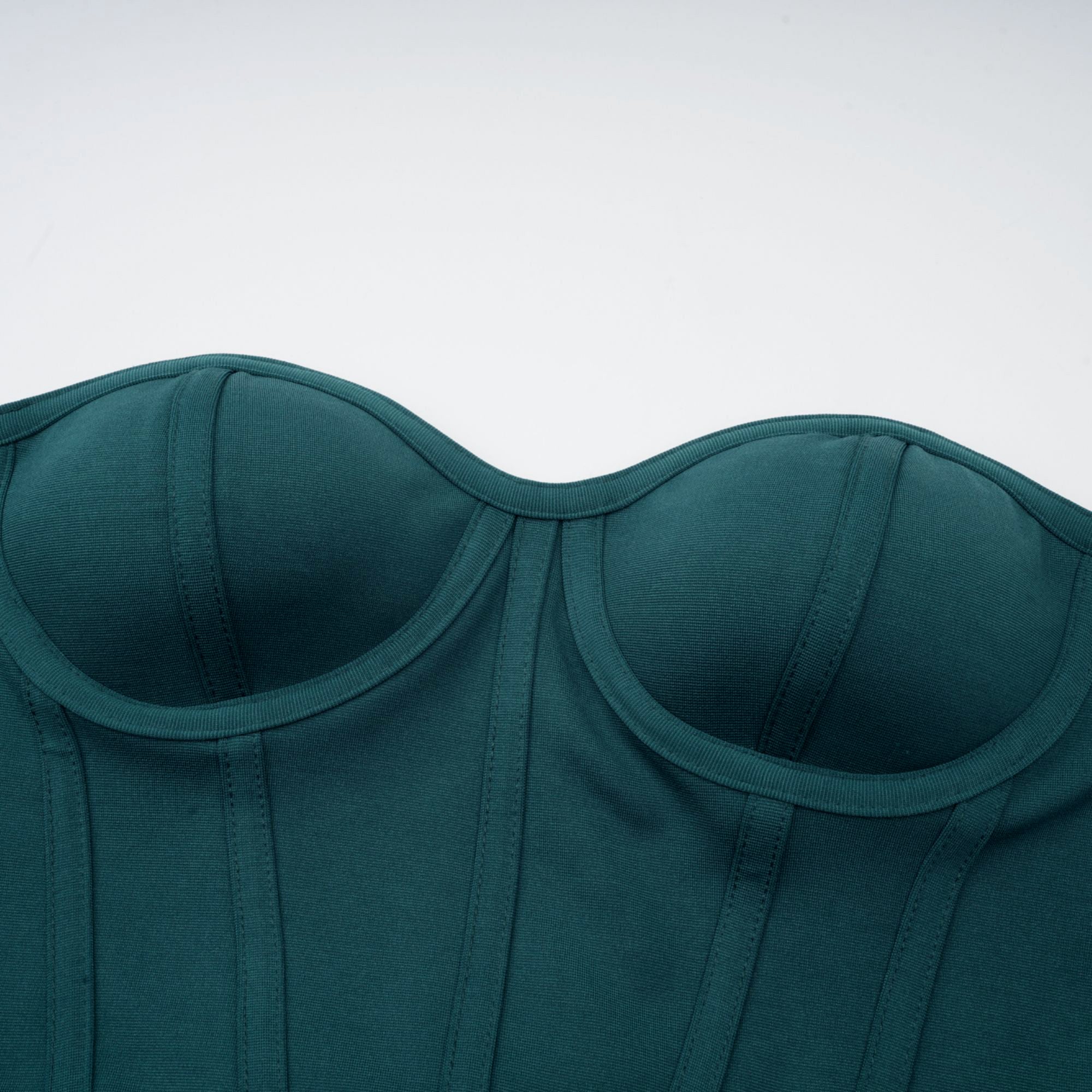 Delphine ribbon-design corset maxi dress in Green