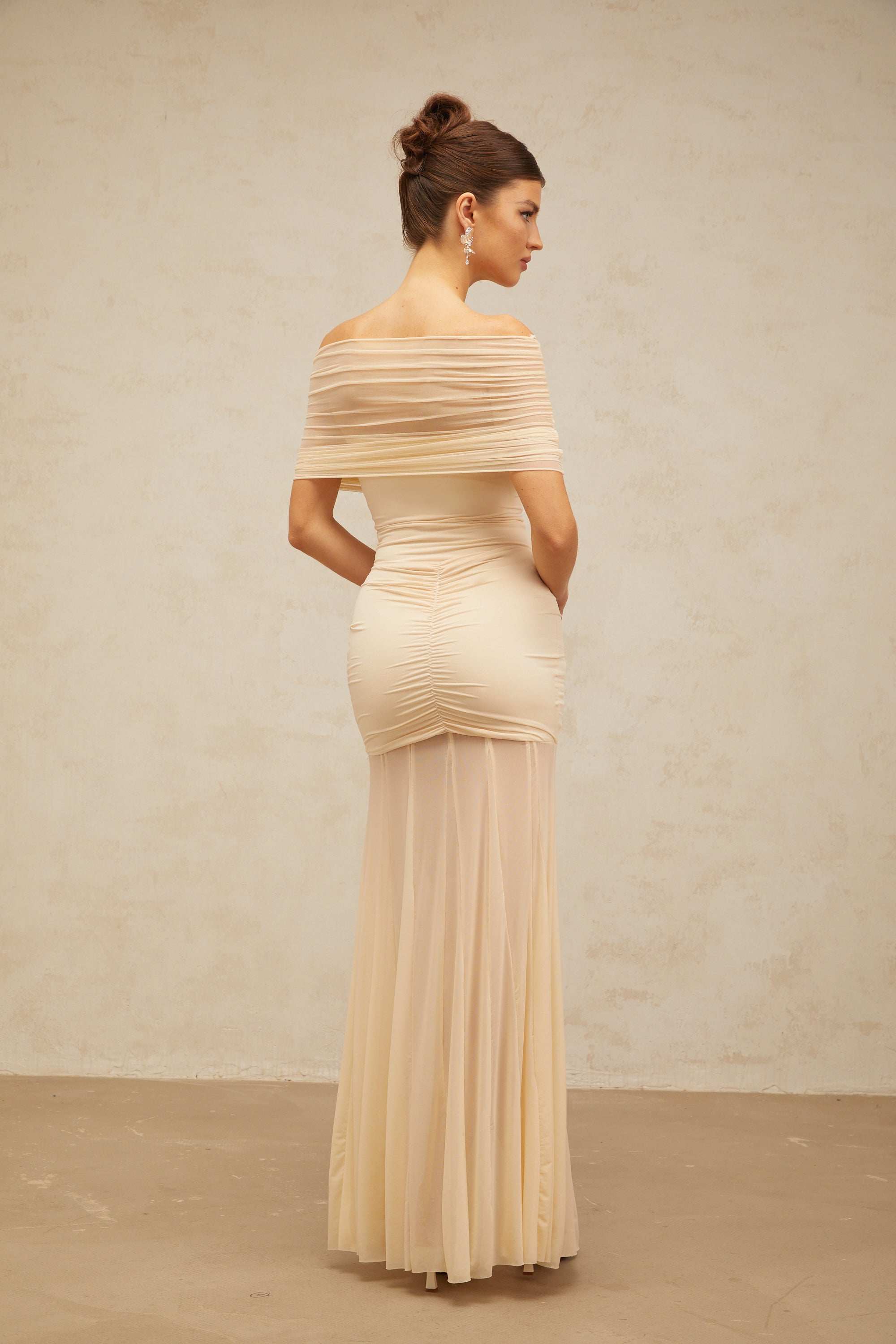 Ninon tulle-panel smocked maxi dress