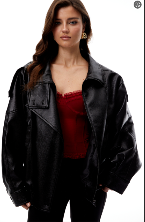 Cynthia Black – Jacke aus strukturiertem Kunstleder (Endverkauf)