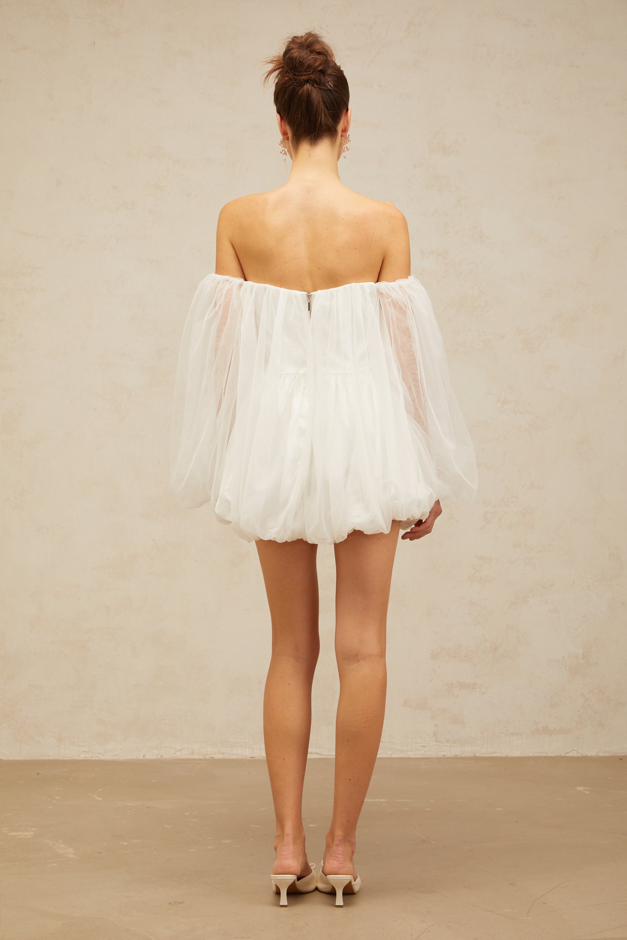Avril layered bubble tulle mini dress in White