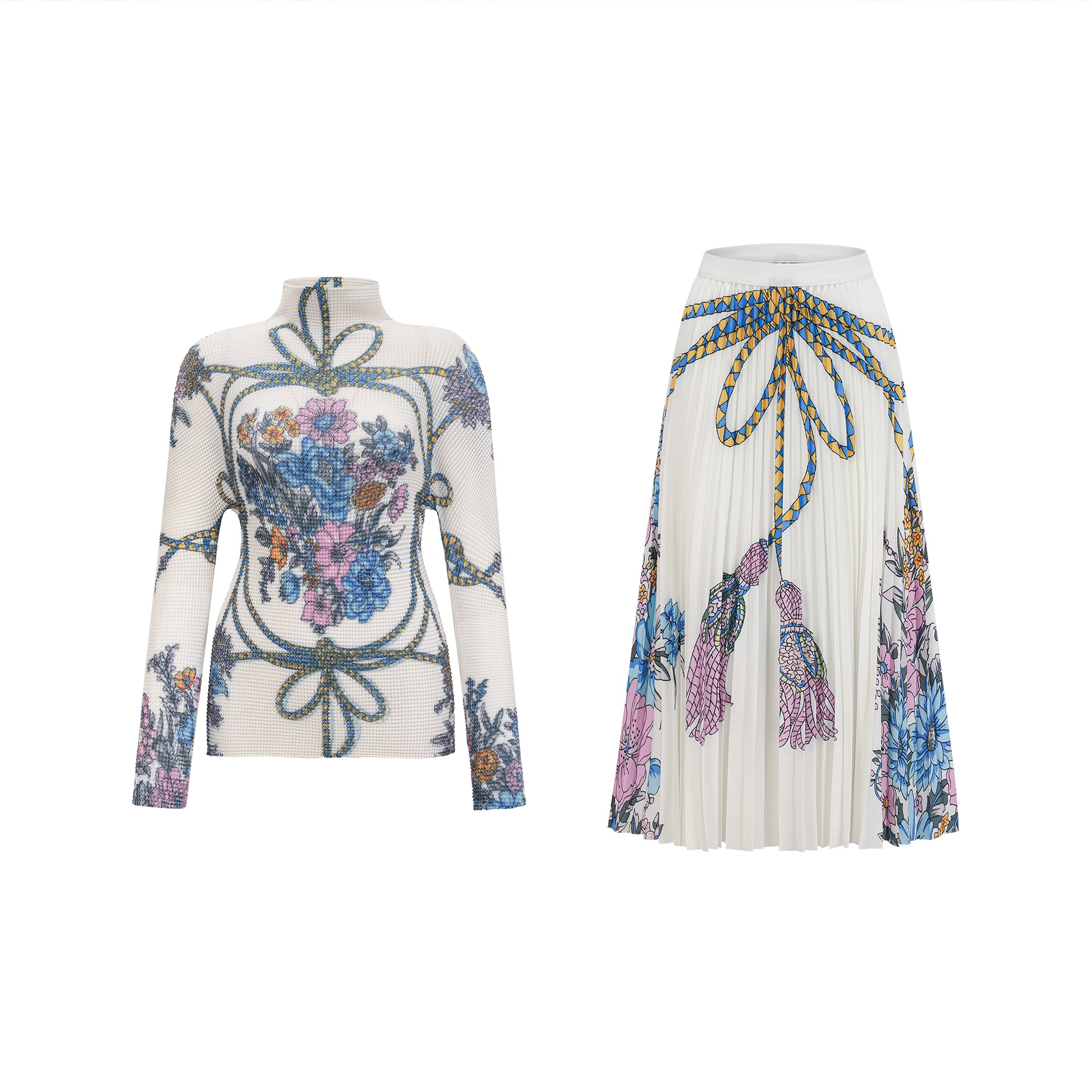 Passendes Set aus Oberteil und Rock mit Musterdruck von Huguette