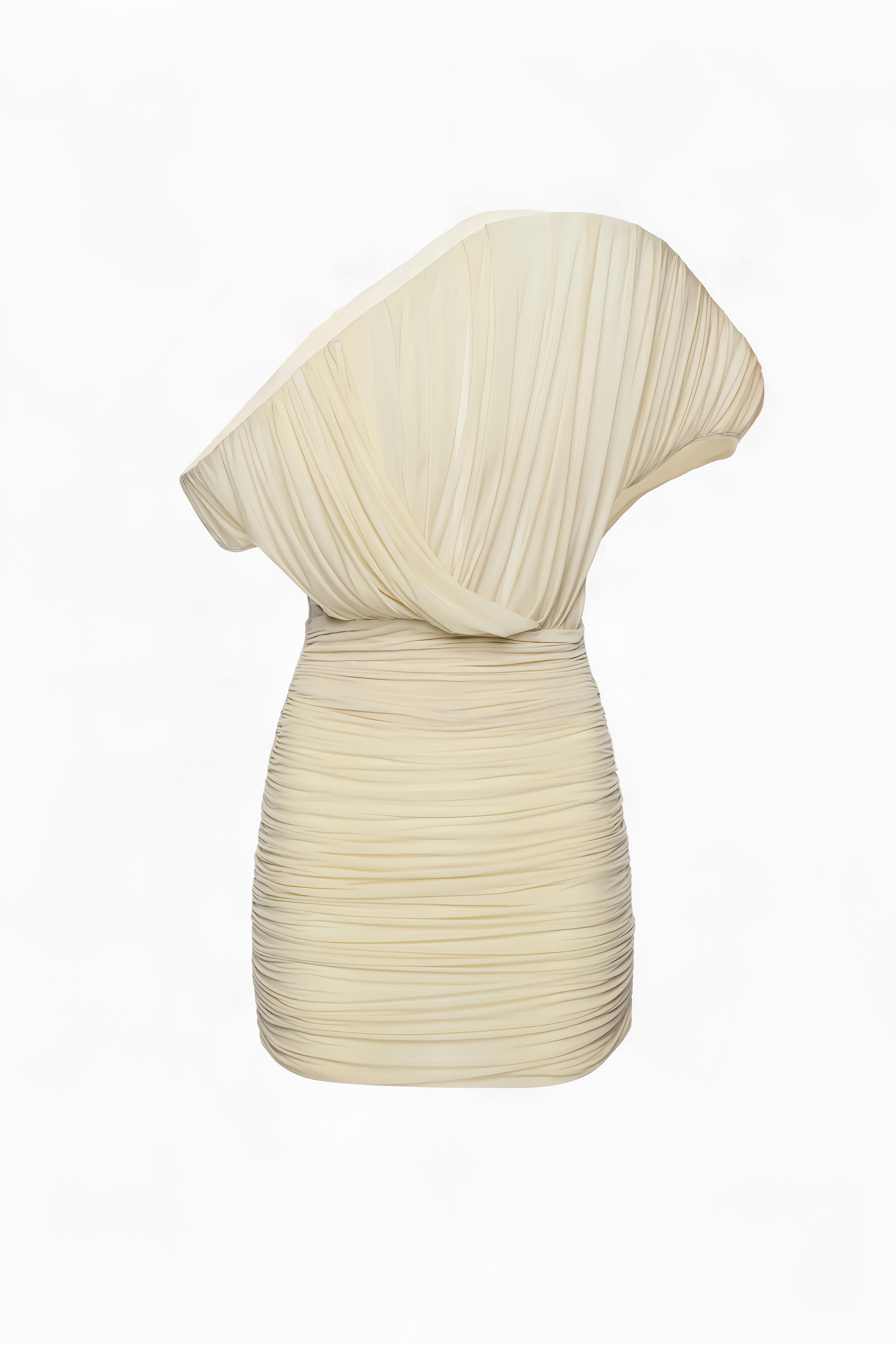 فستان قصير غير متماثل ومكشكش من فيليسيا، لون أبيض كريمي