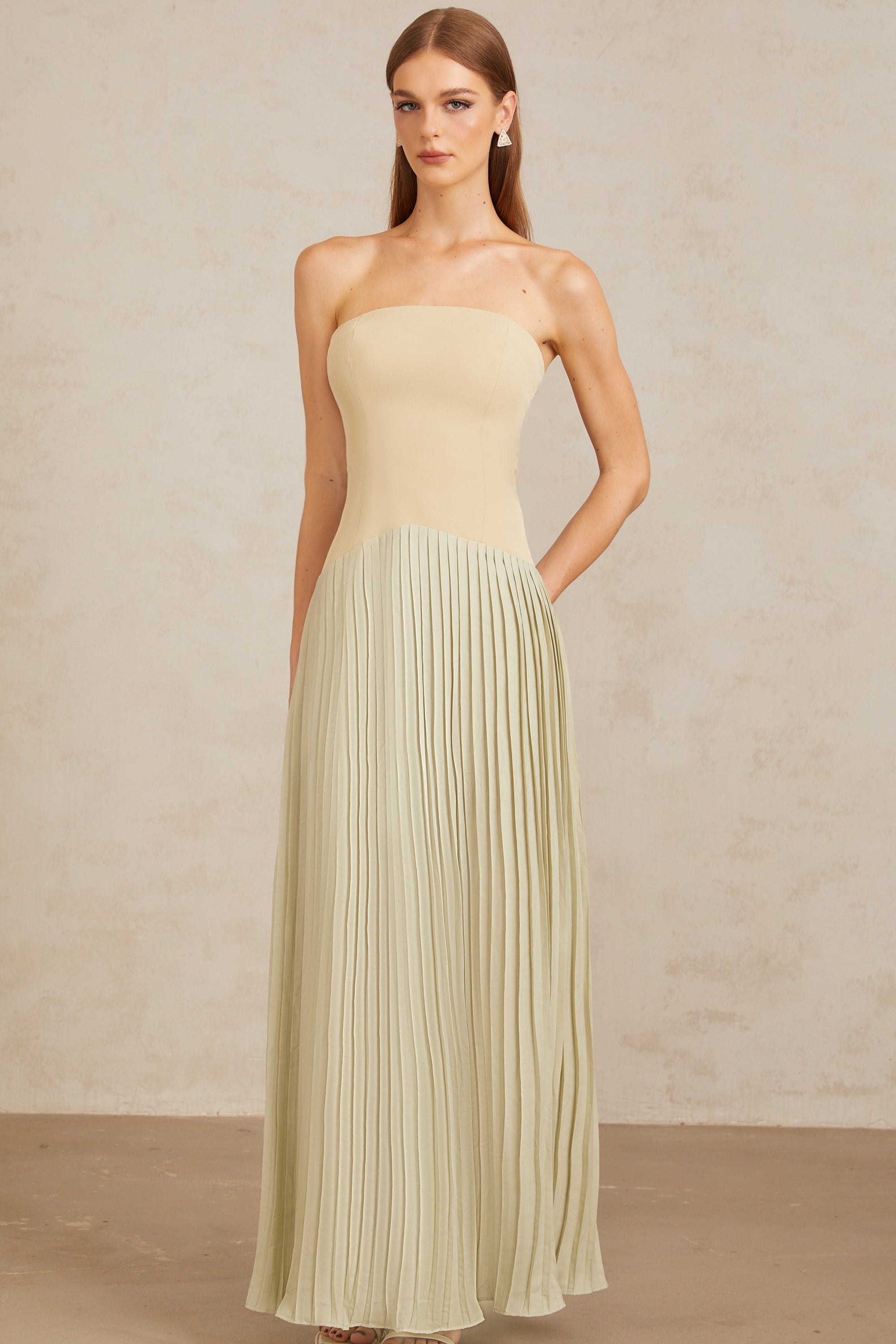 Mirja Green Pleated Corset Maxi Dress (Final Sale-US Only)