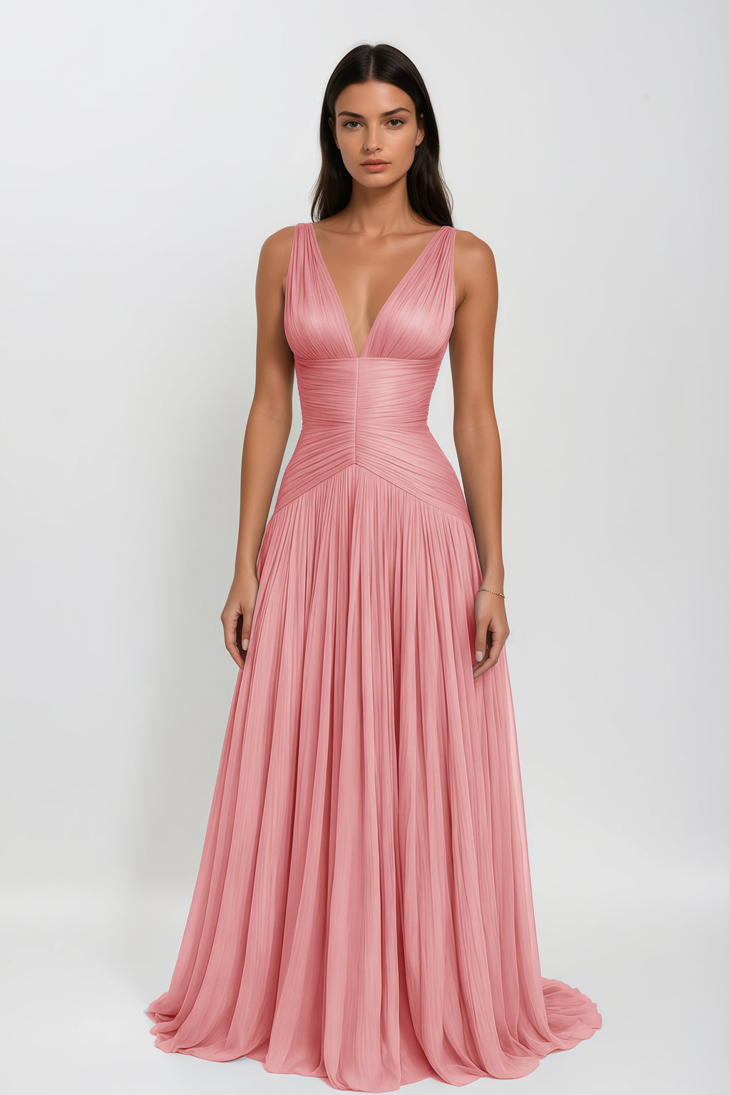 Térébenthine Pink Glossy Gathered Maxi Dress