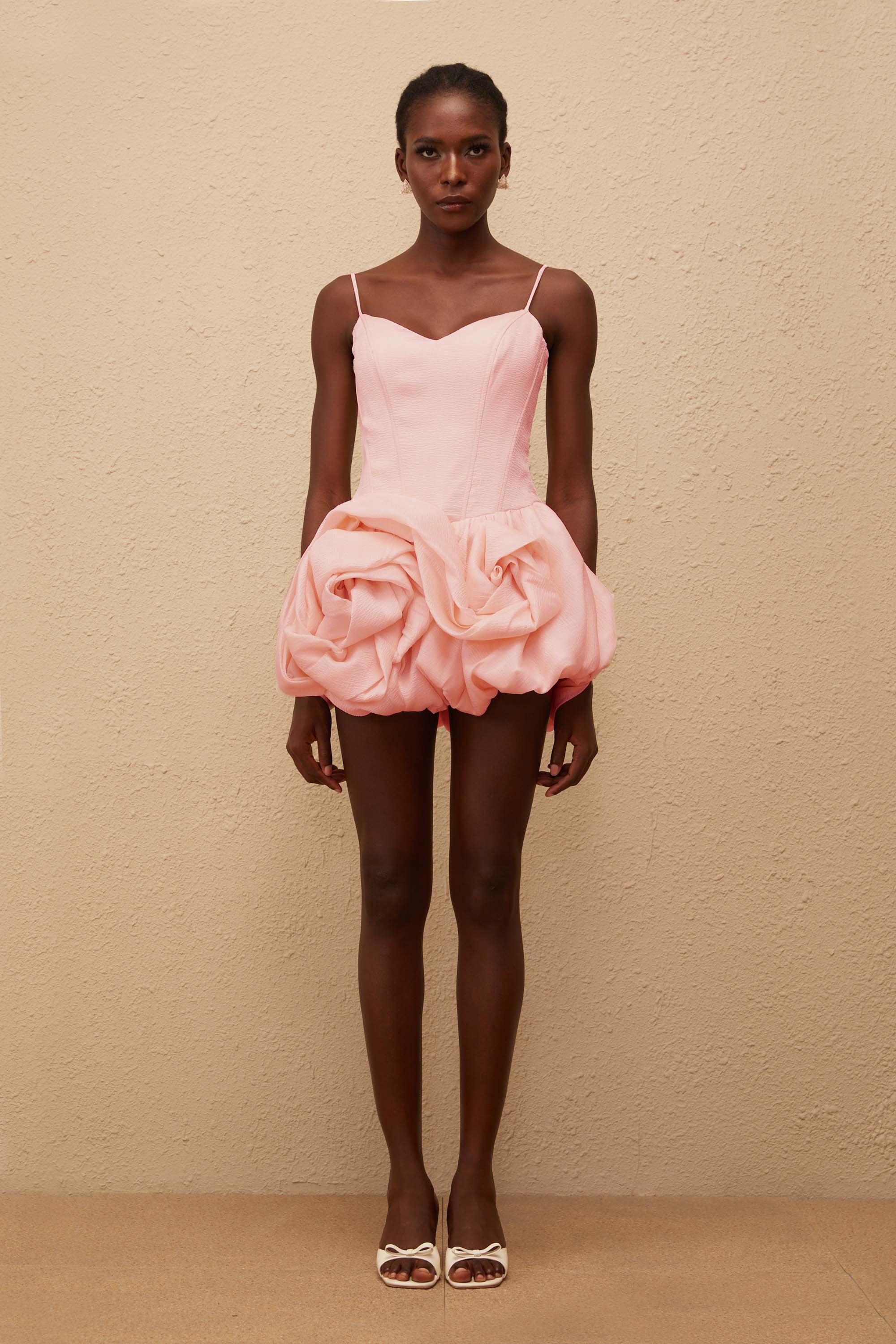 Melanie Pink 3D Petal Bubble Mini Dress