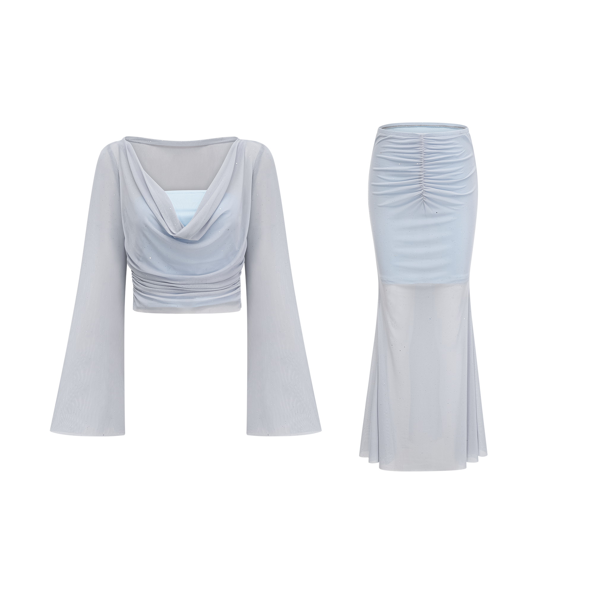 Ensemble coordonné haut et jupe semi-transparents Paulette (Vente définitive - États-Unis uniquement)