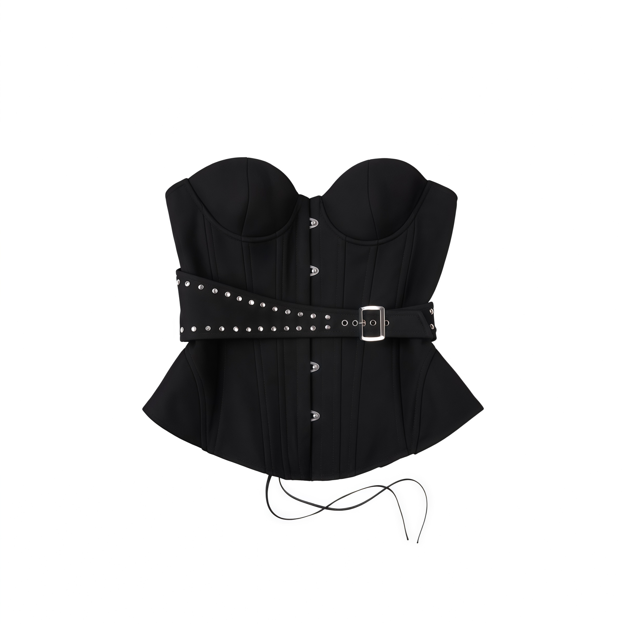 Tiril Black Studded Belted Corset Top