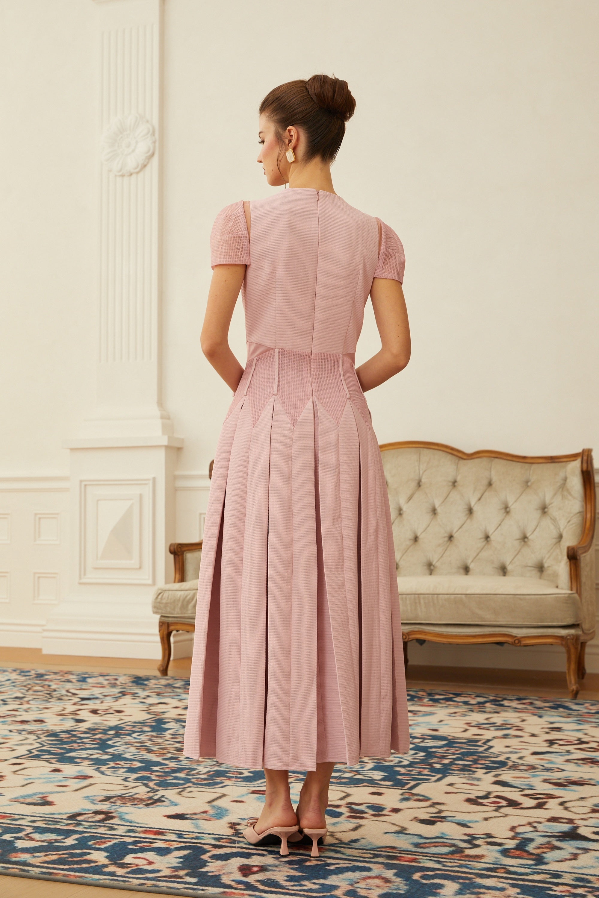 Maelle Pink Flower Embroidered Maxi Dress