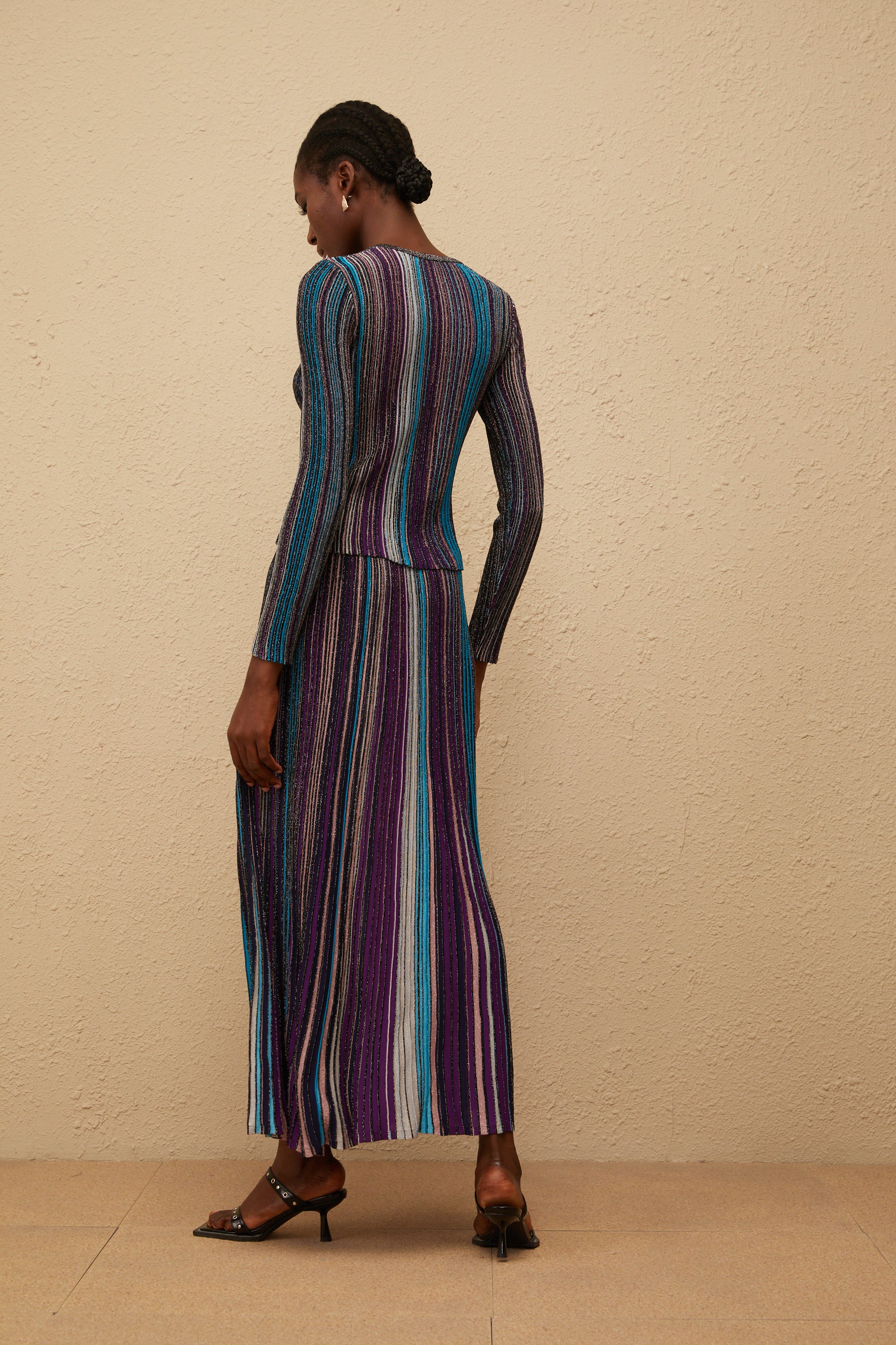 طقم أفروديت بلو اللامع المطوي المحبوك المطابق