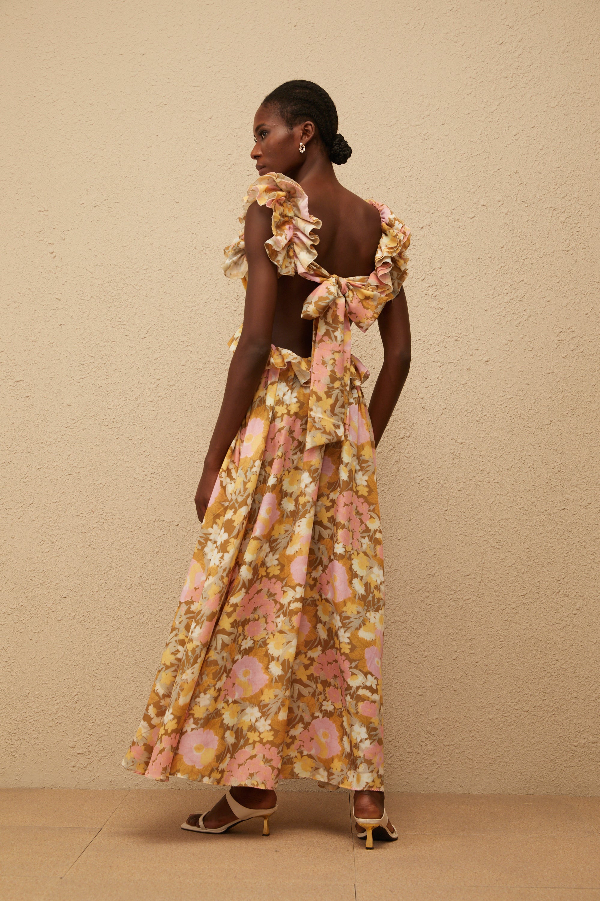 Adélaïde Open Back Floral Print Maxi Dress