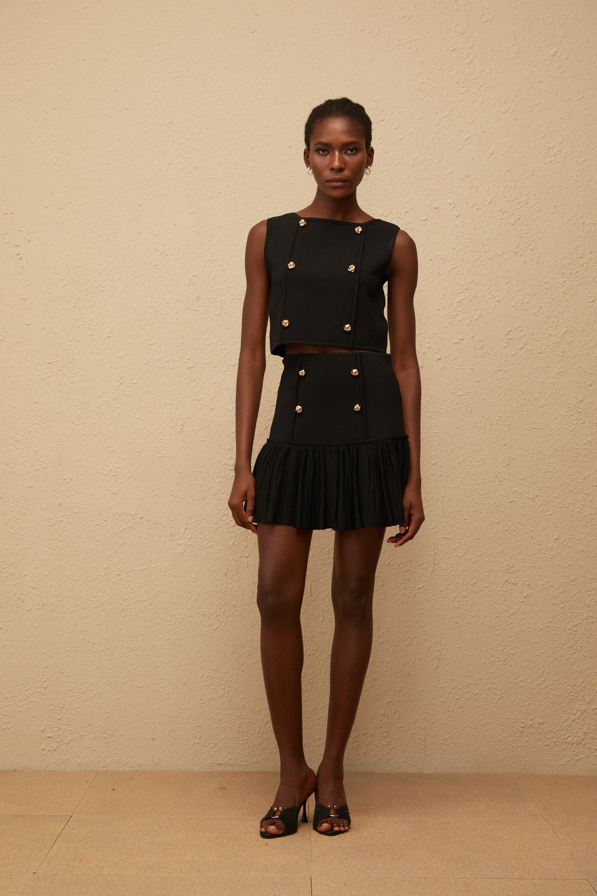 Georgia Black Knit Top & Skirt Set