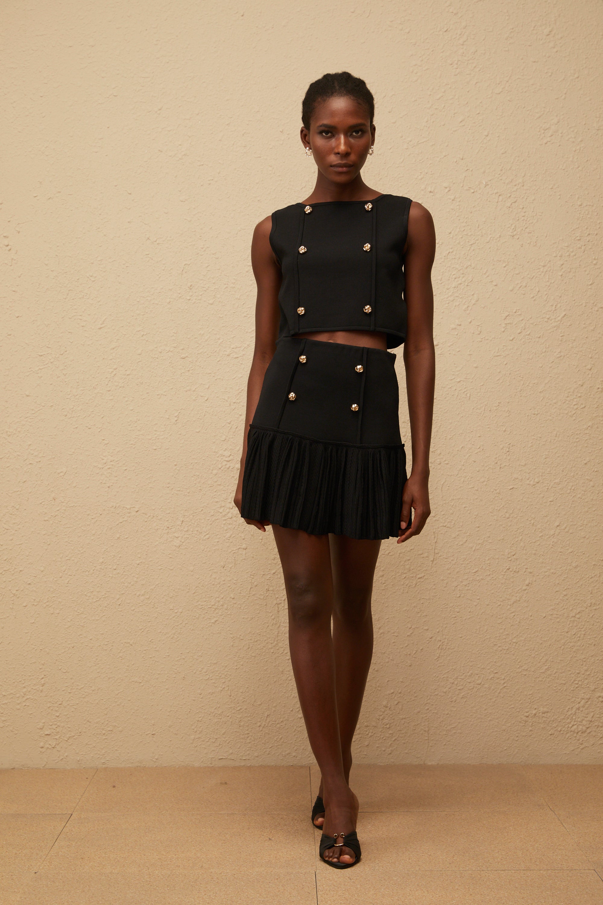 Georgia Black Knit Top & Skirt Set