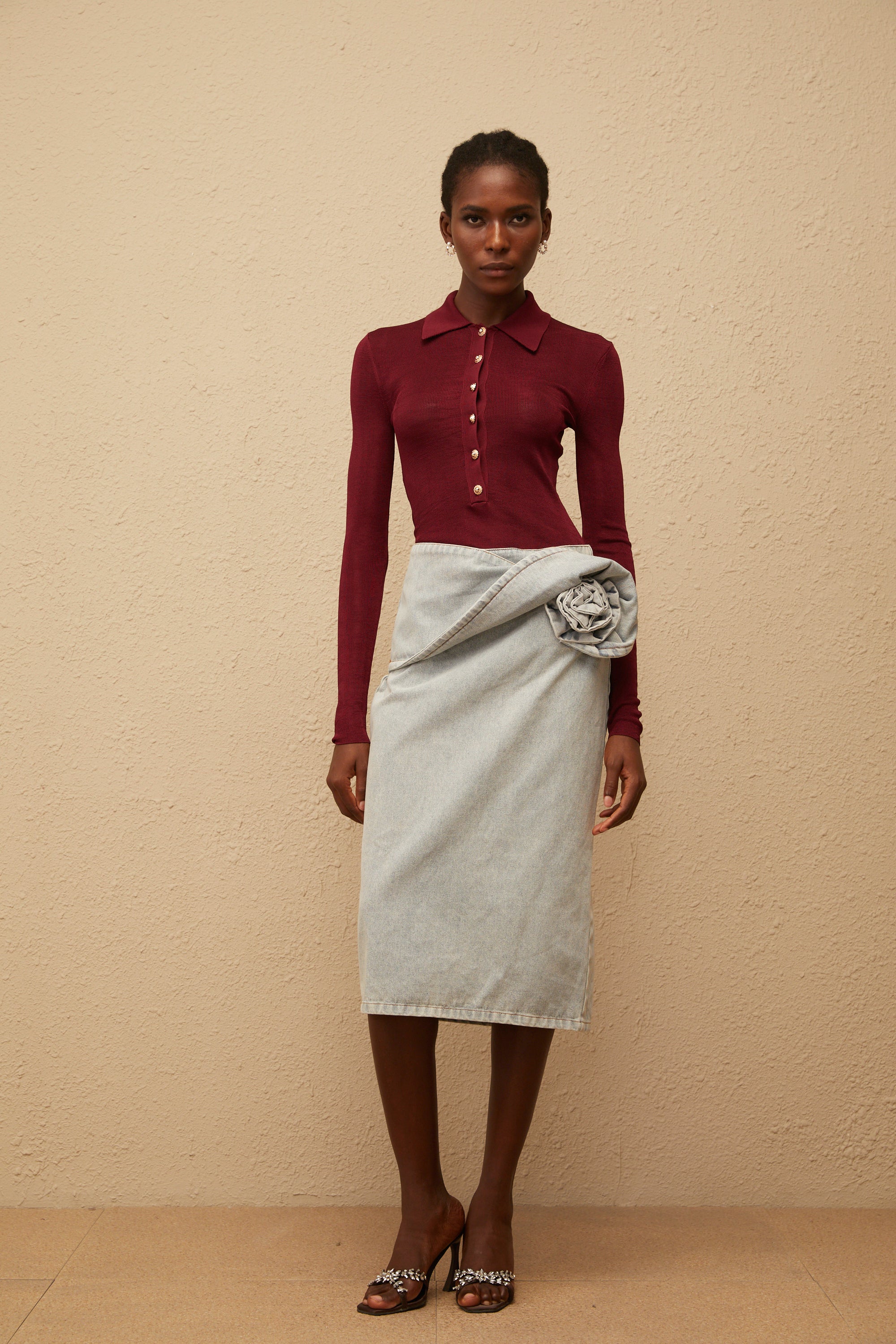 Angeliki – Roter Strick-Body