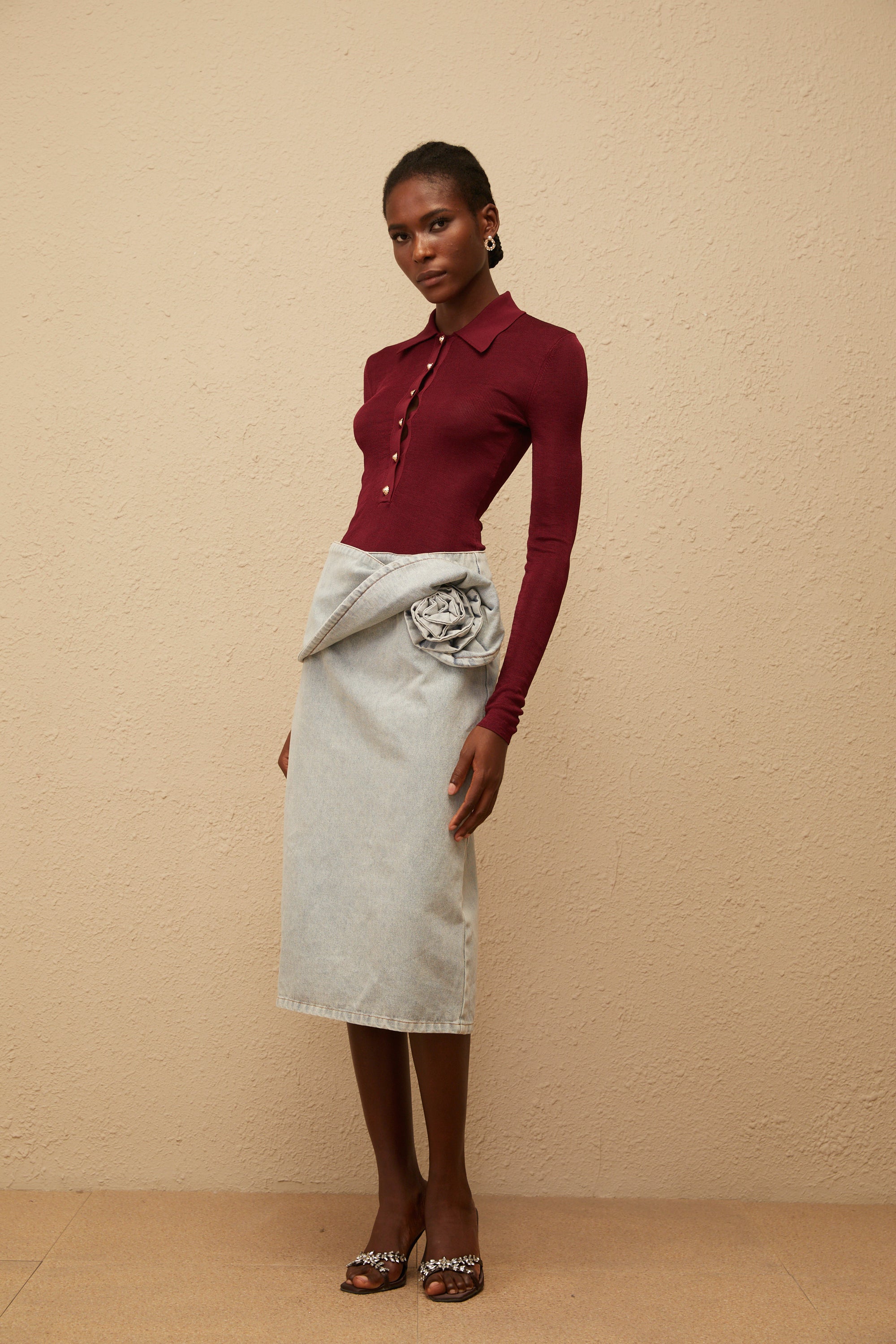 Angeliki – Roter Strick-Body