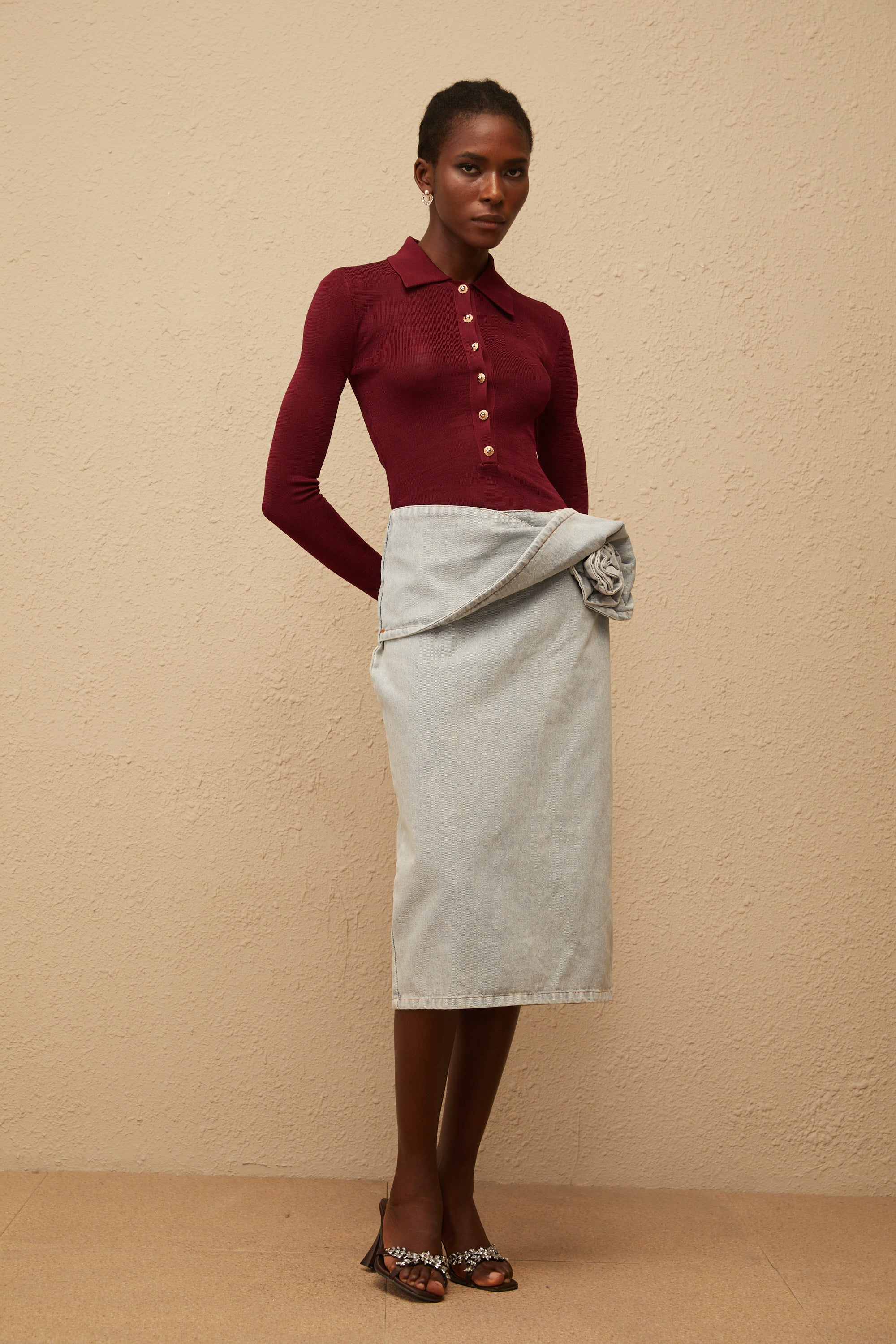 Angeliki – Roter Strick-Body