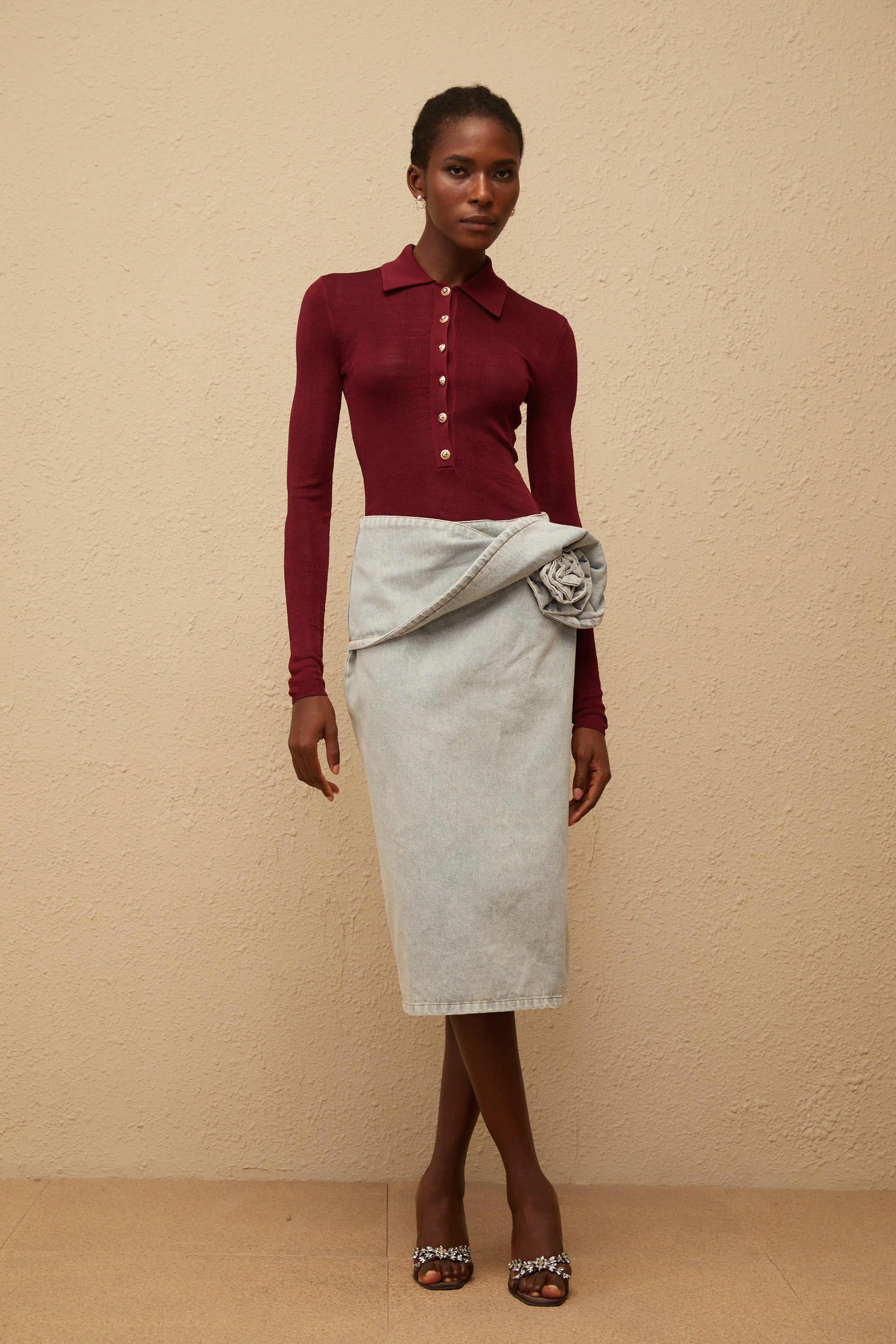 Angeliki – Roter Strick-Body