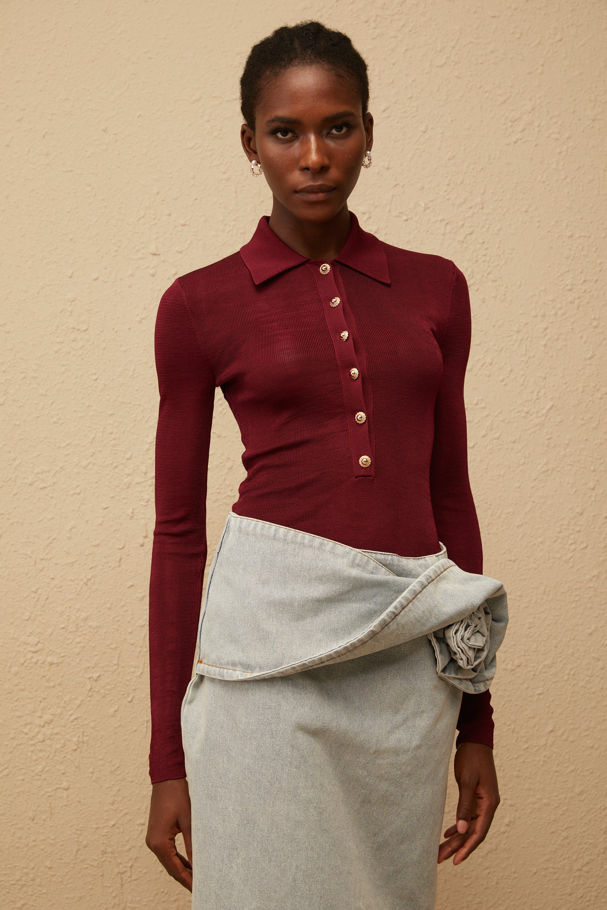 Angeliki – Roter Strick-Body