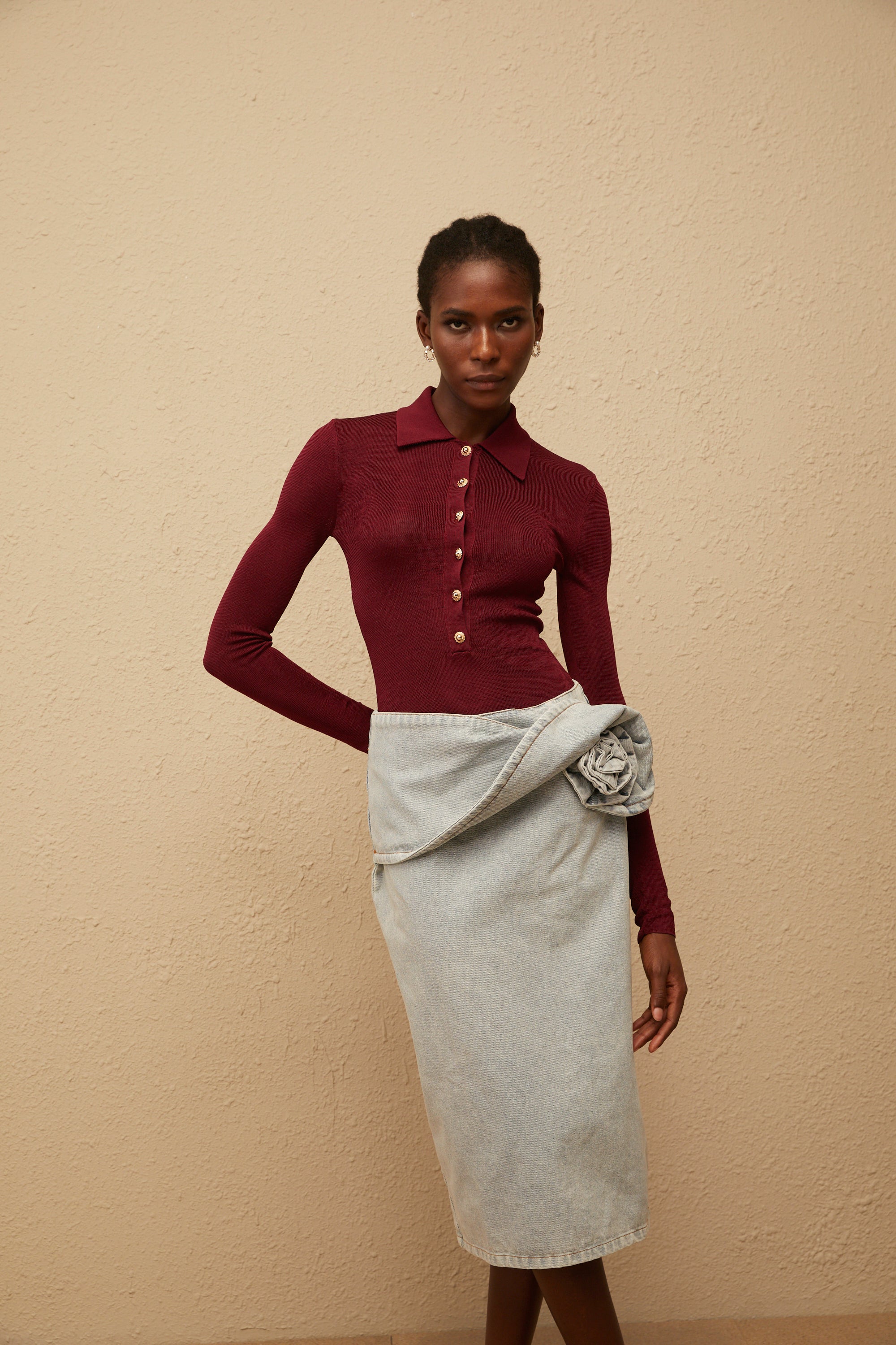 Angeliki – Roter Strick-Body