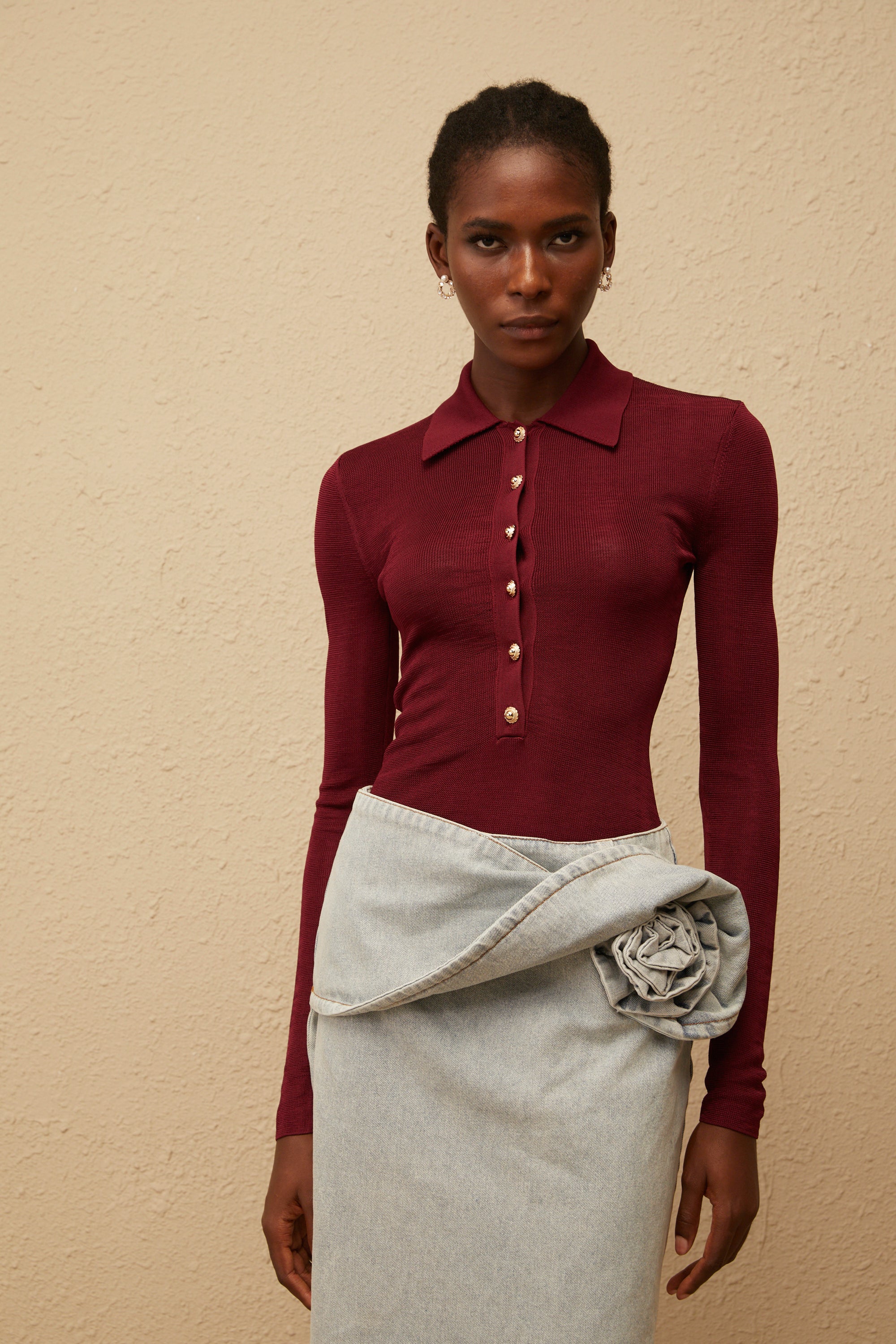 Angeliki – Roter Strick-Body