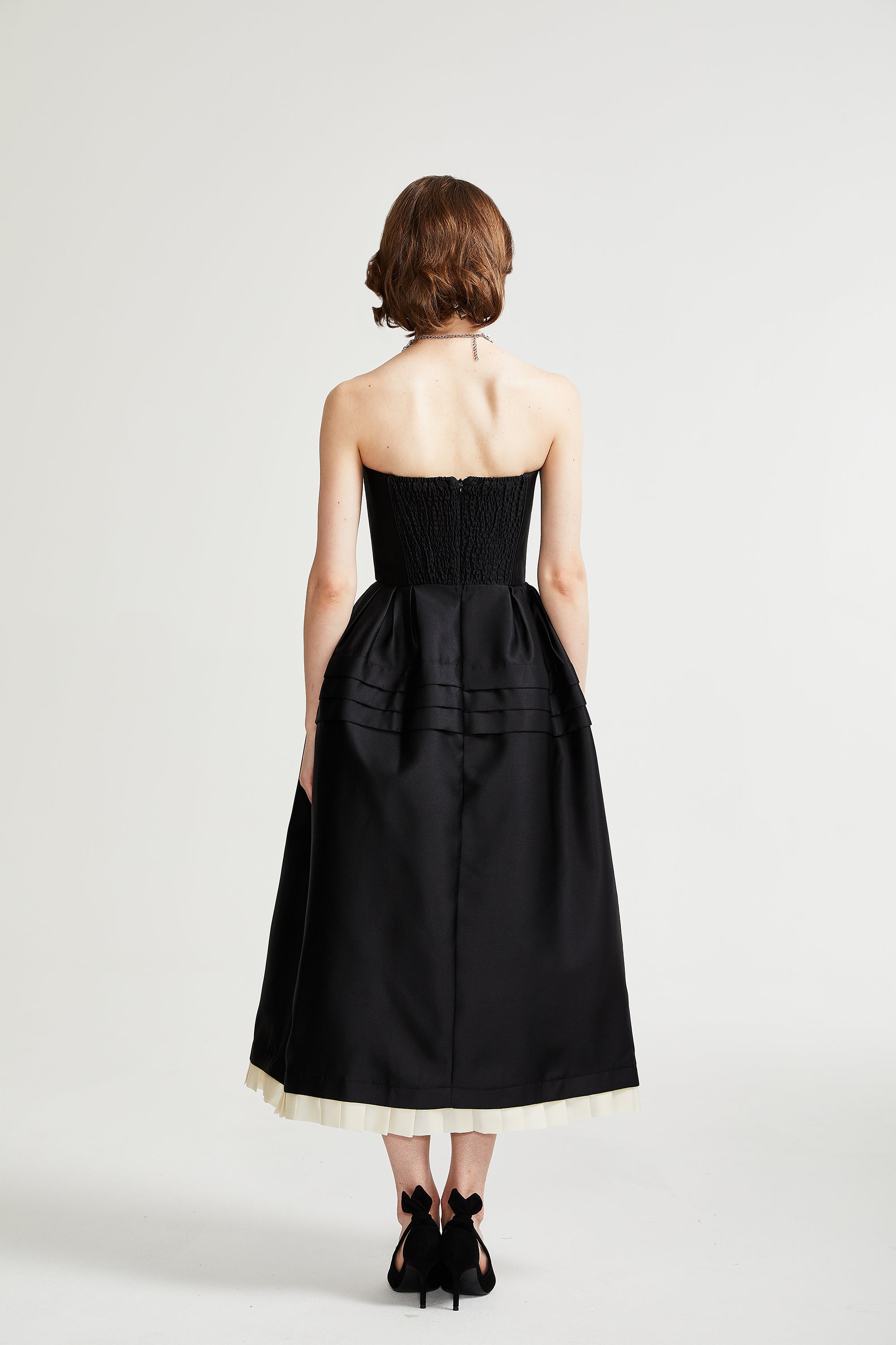 Felisara black bowknot midi dress