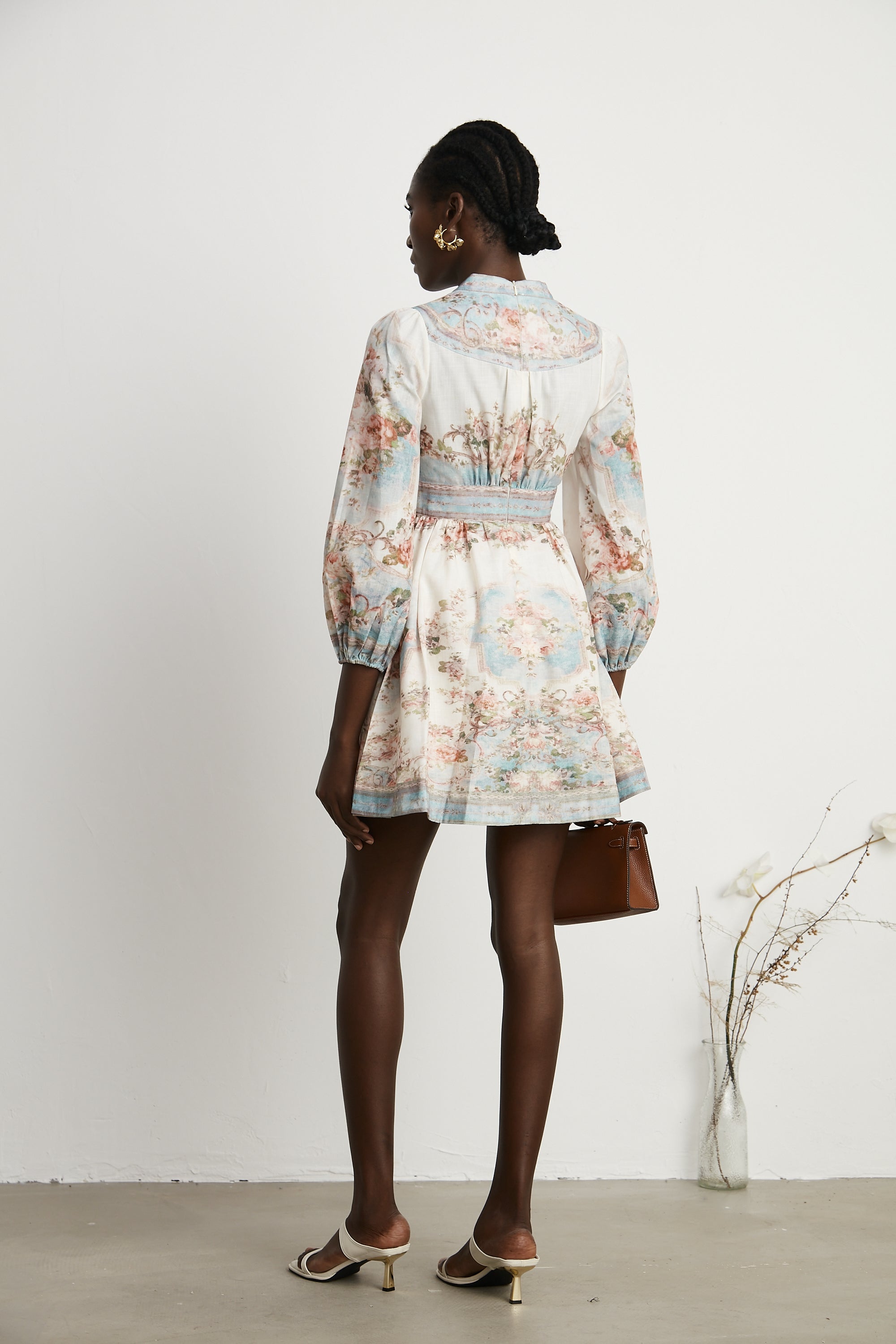 Clémence Romantic Floral Print Mini Dress(Final Sale)