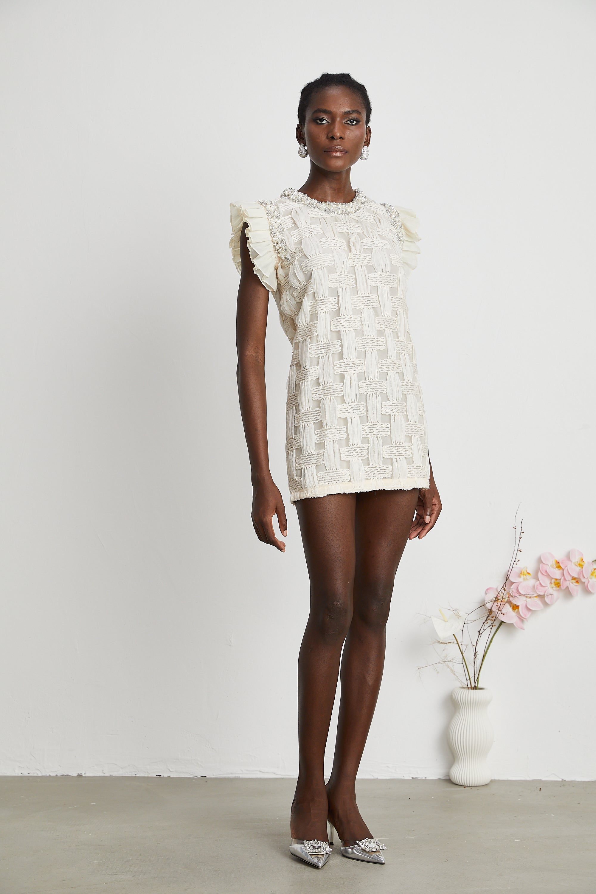 Bernadette interwoven embellished mini dress