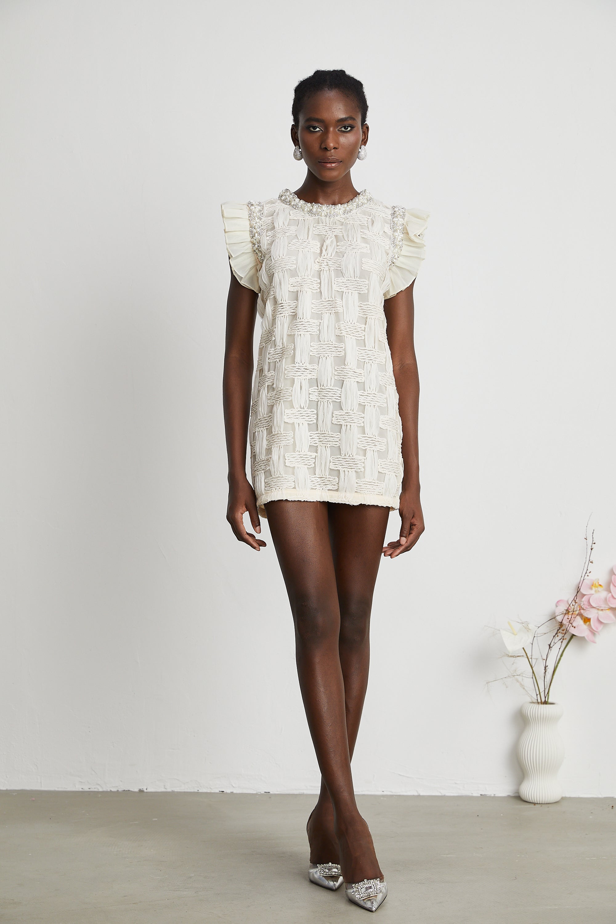 Bernadette interwoven embellished mini dress