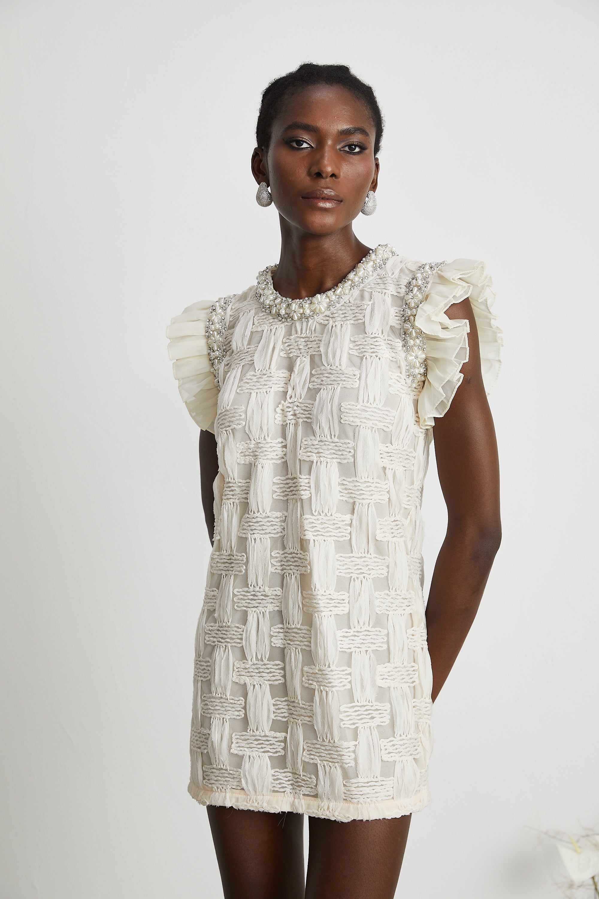 Bernadette interwoven embellished mini dress