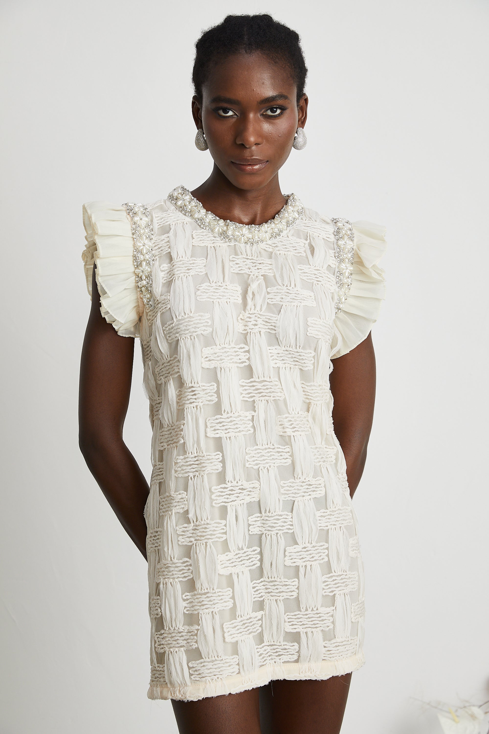 Bernadette interwoven embellished mini dress