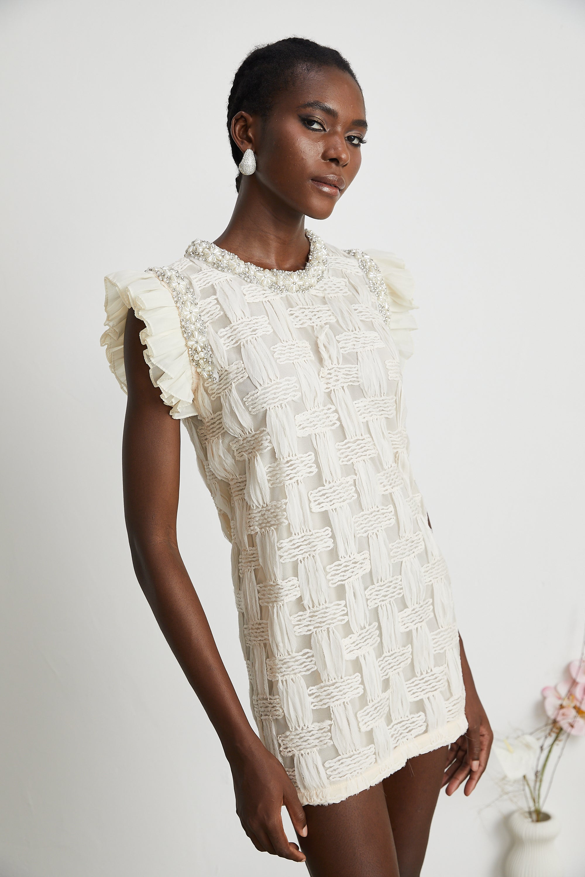 Bernadette interwoven embellished mini dress