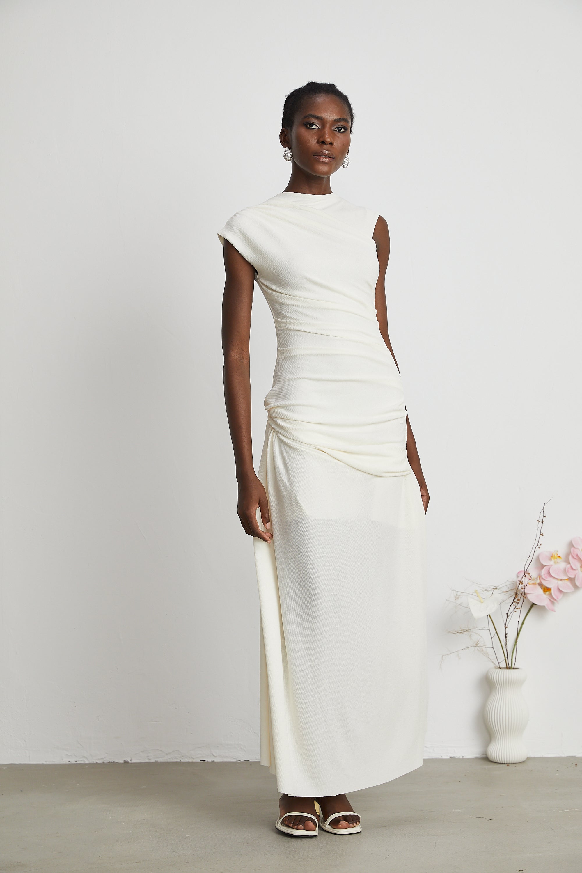 Lanetta jersey-knit draped maxi dress