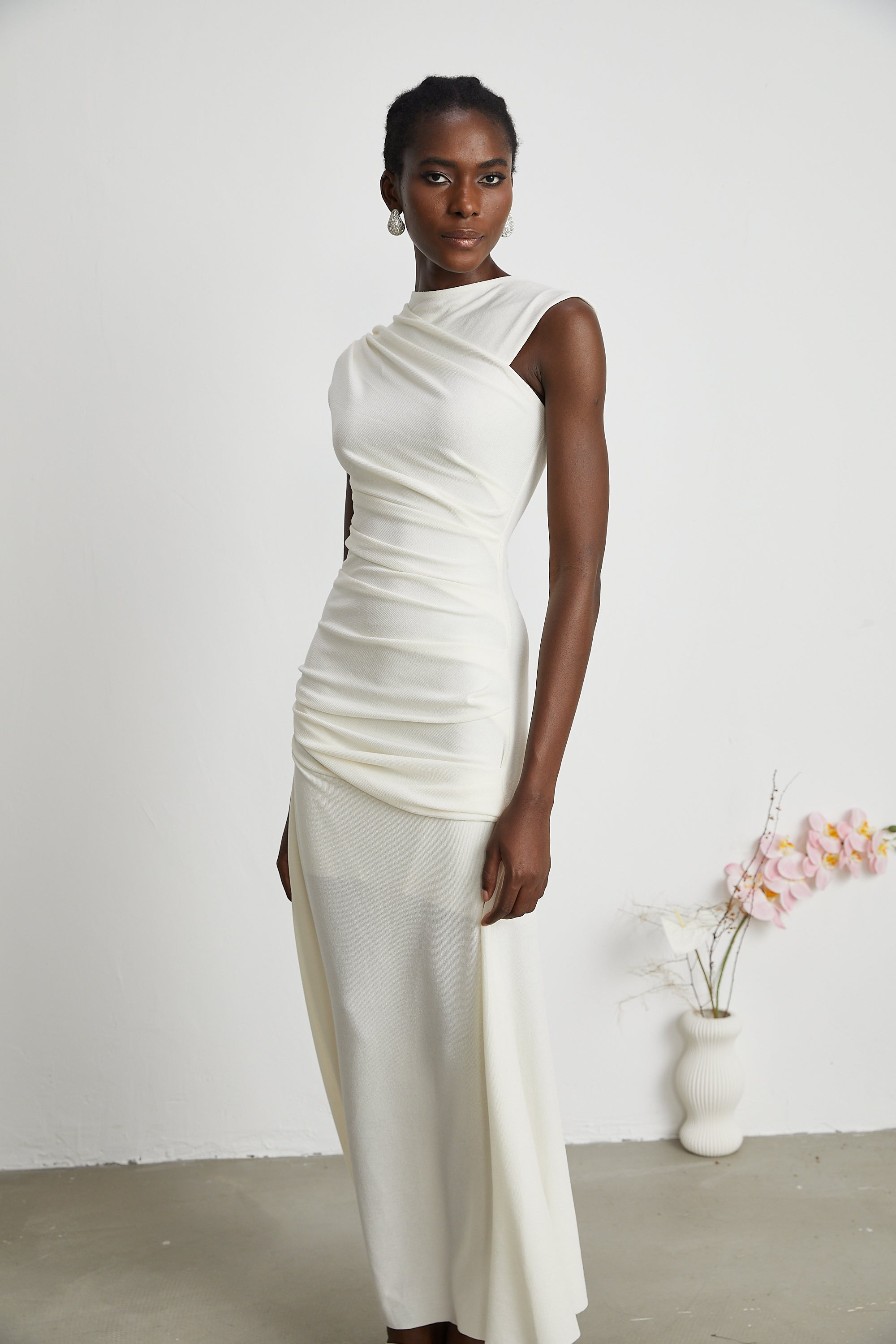 Lanetta jersey-knit draped maxi dress