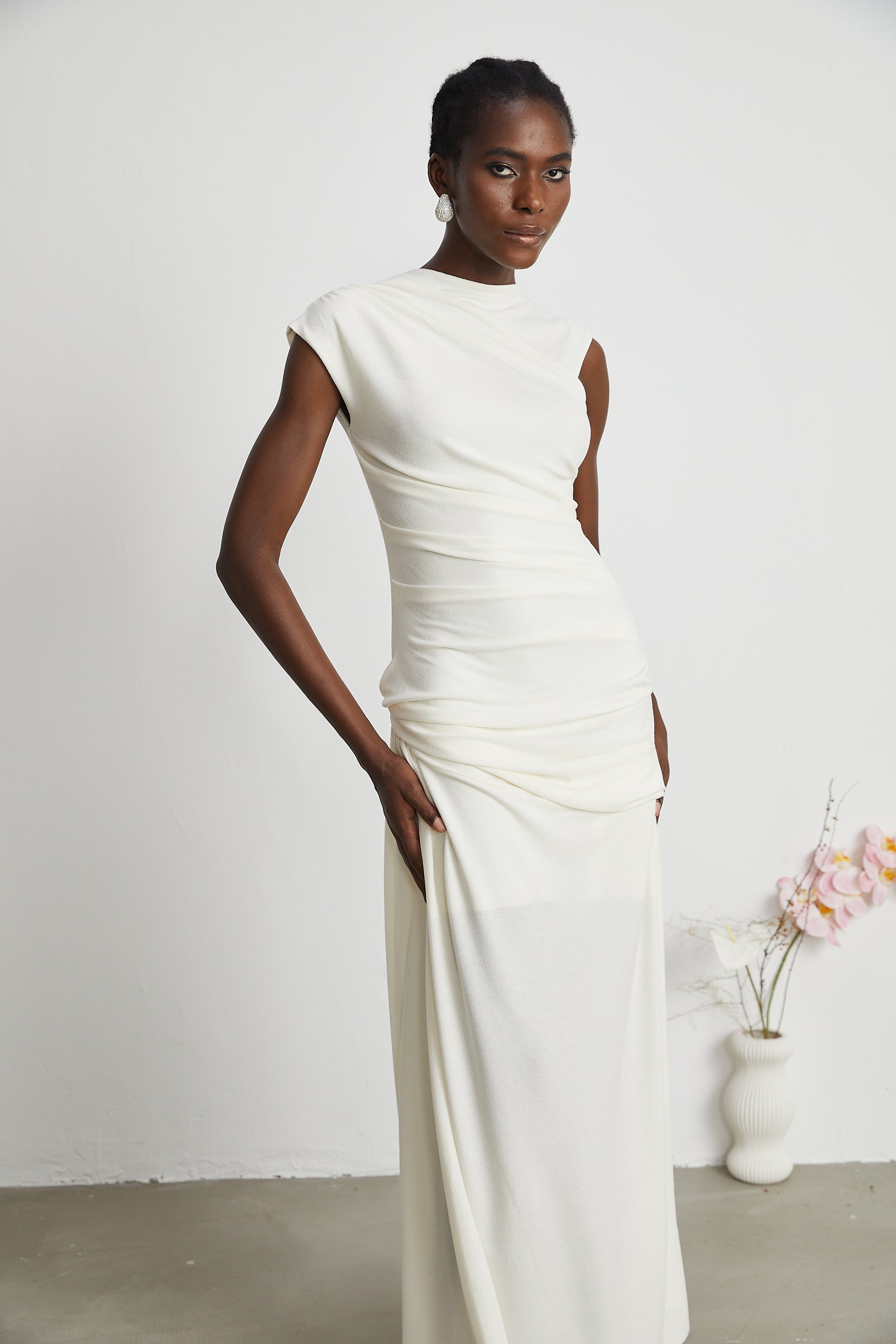 Lanetta jersey-knit draped maxi dress