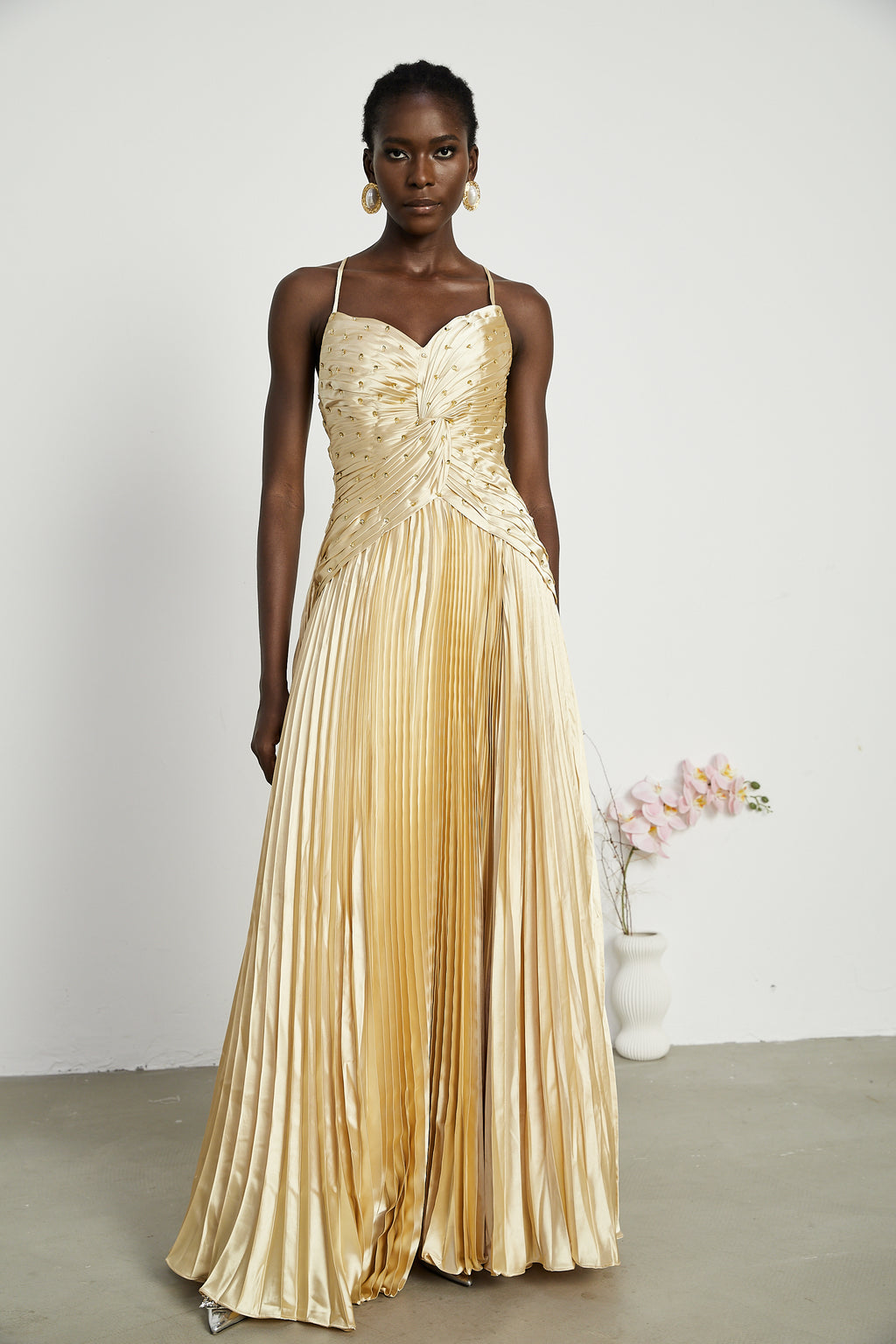 Amelie | Elegant Women's Pleated Maxi Dress Cocktail