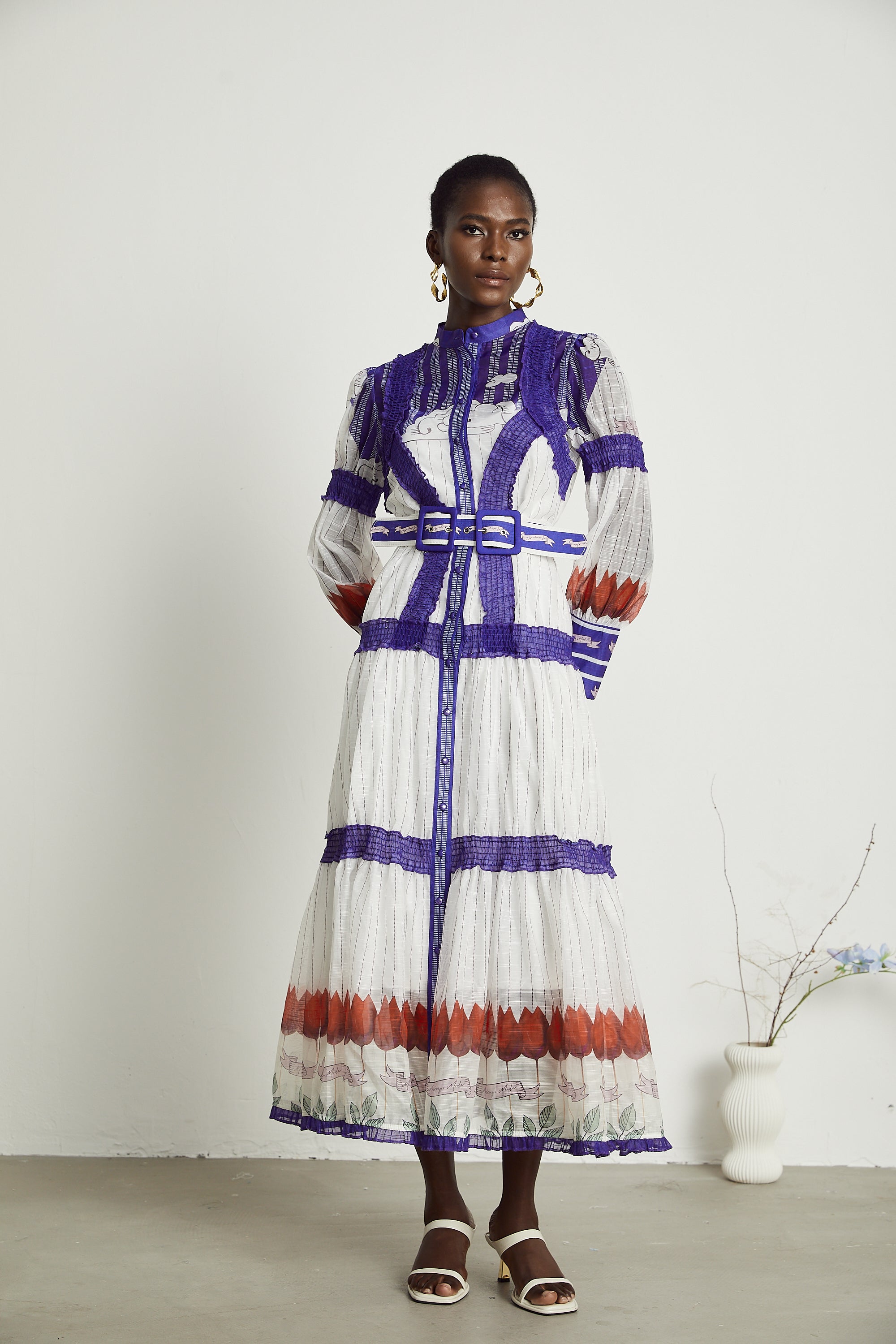 Raphaëlle Midikleid mit Farbblock-Musterdruck