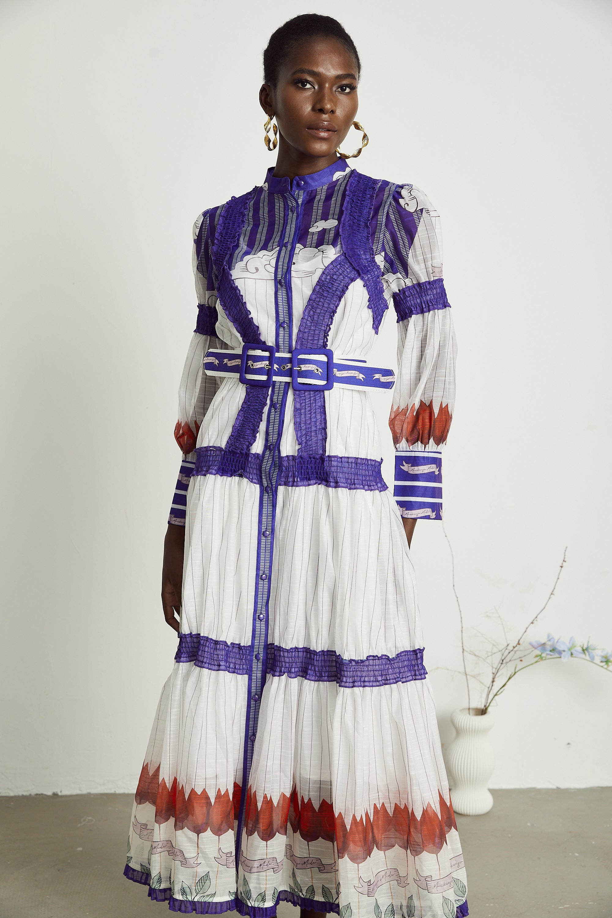 Raphaëlle Midikleid mit Farbblock-Musterdruck