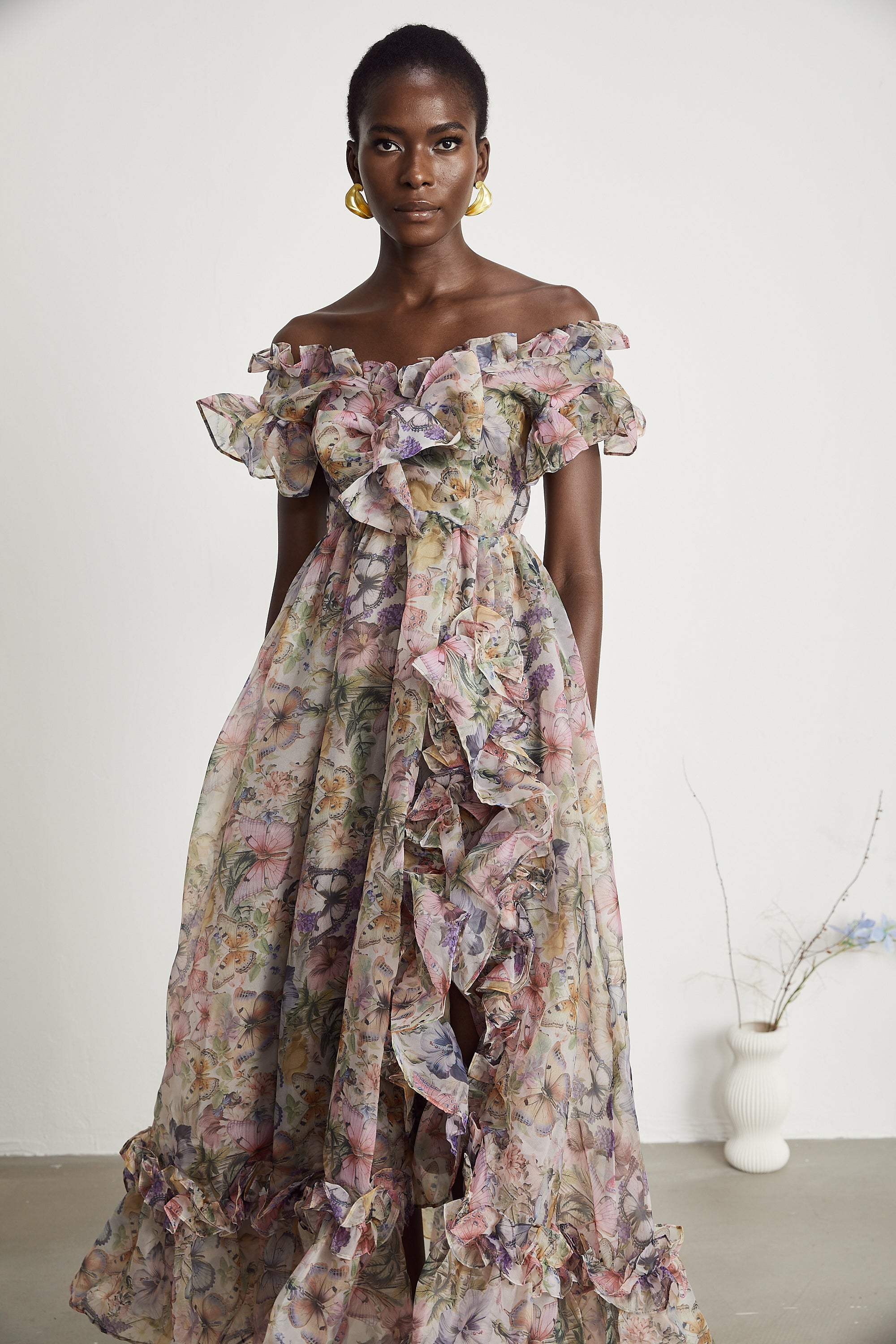 Floral Ruffled Midi Dress