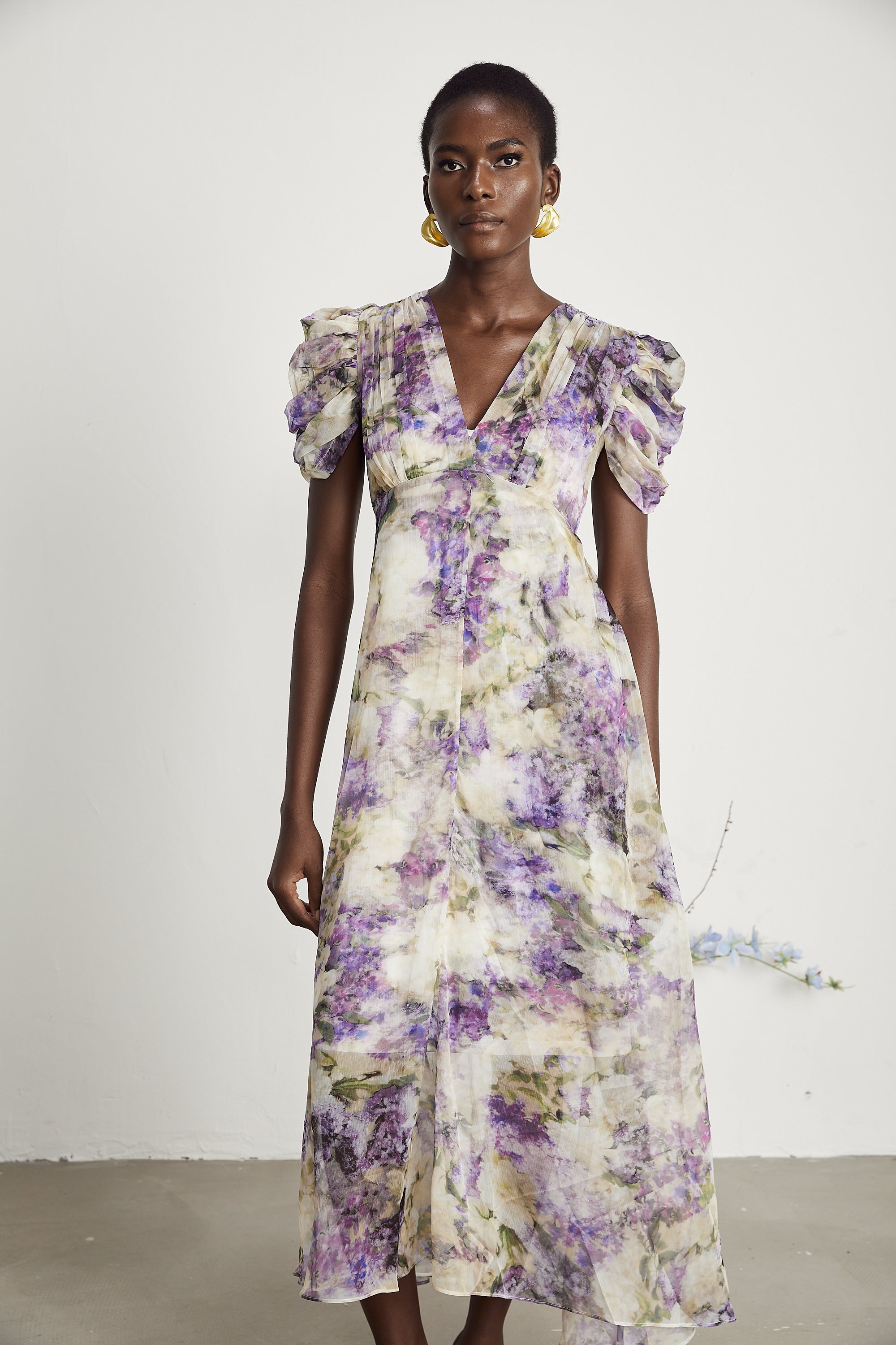 Chantal floral-print semi-sheer midi dress