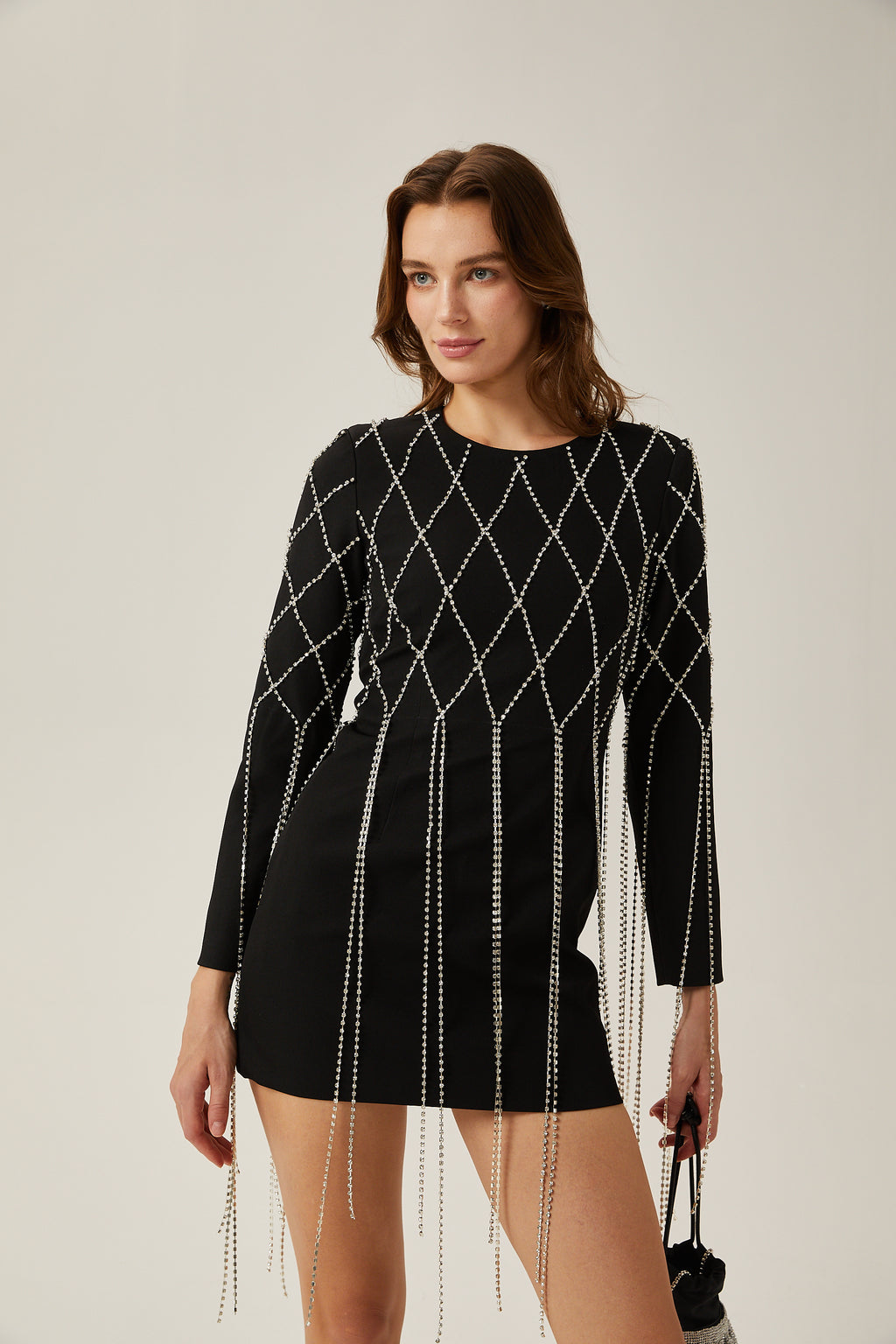 Mireille black crystalembellished mini dress