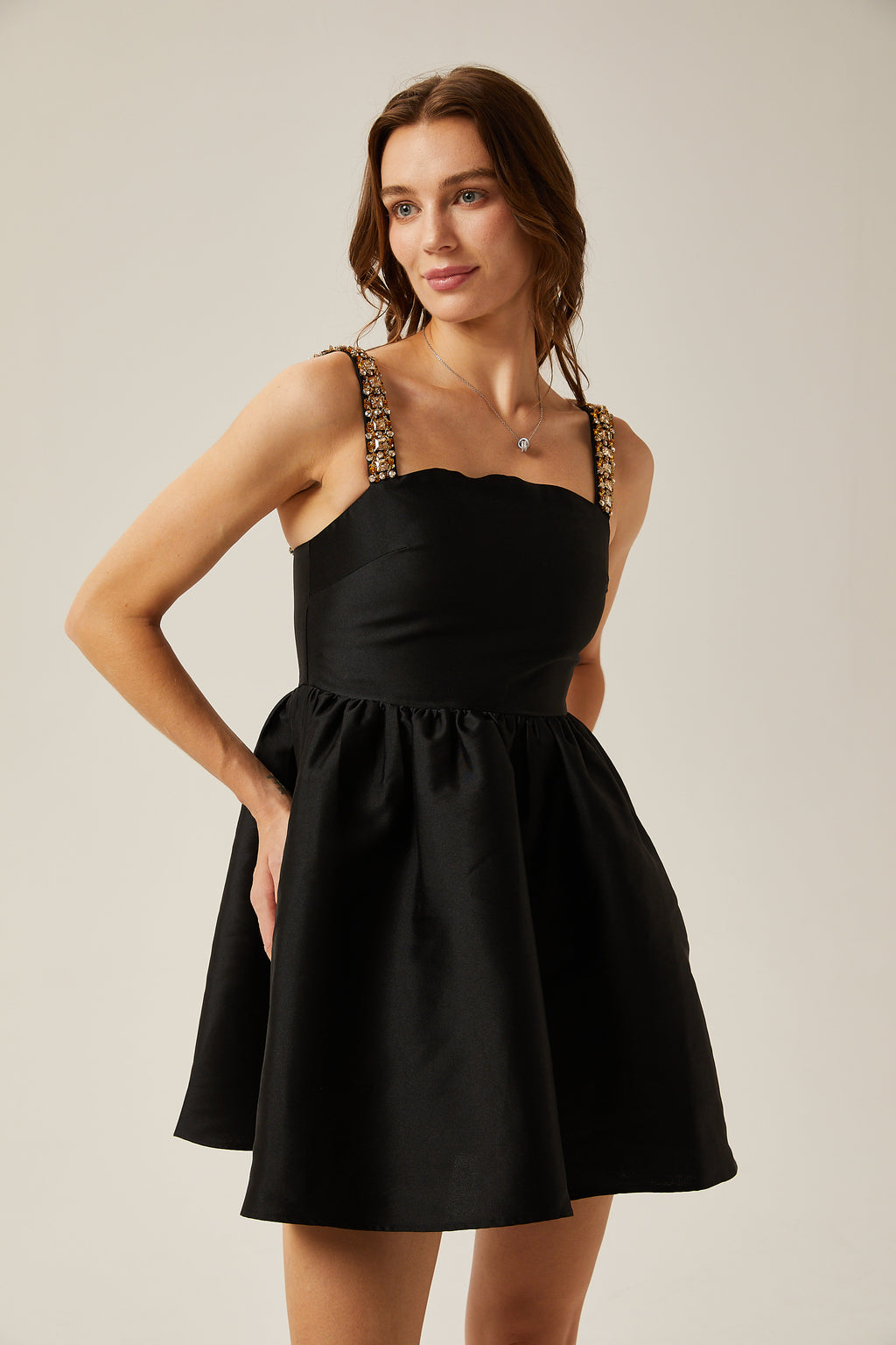 Ondine pleated crystalembellished mini dress