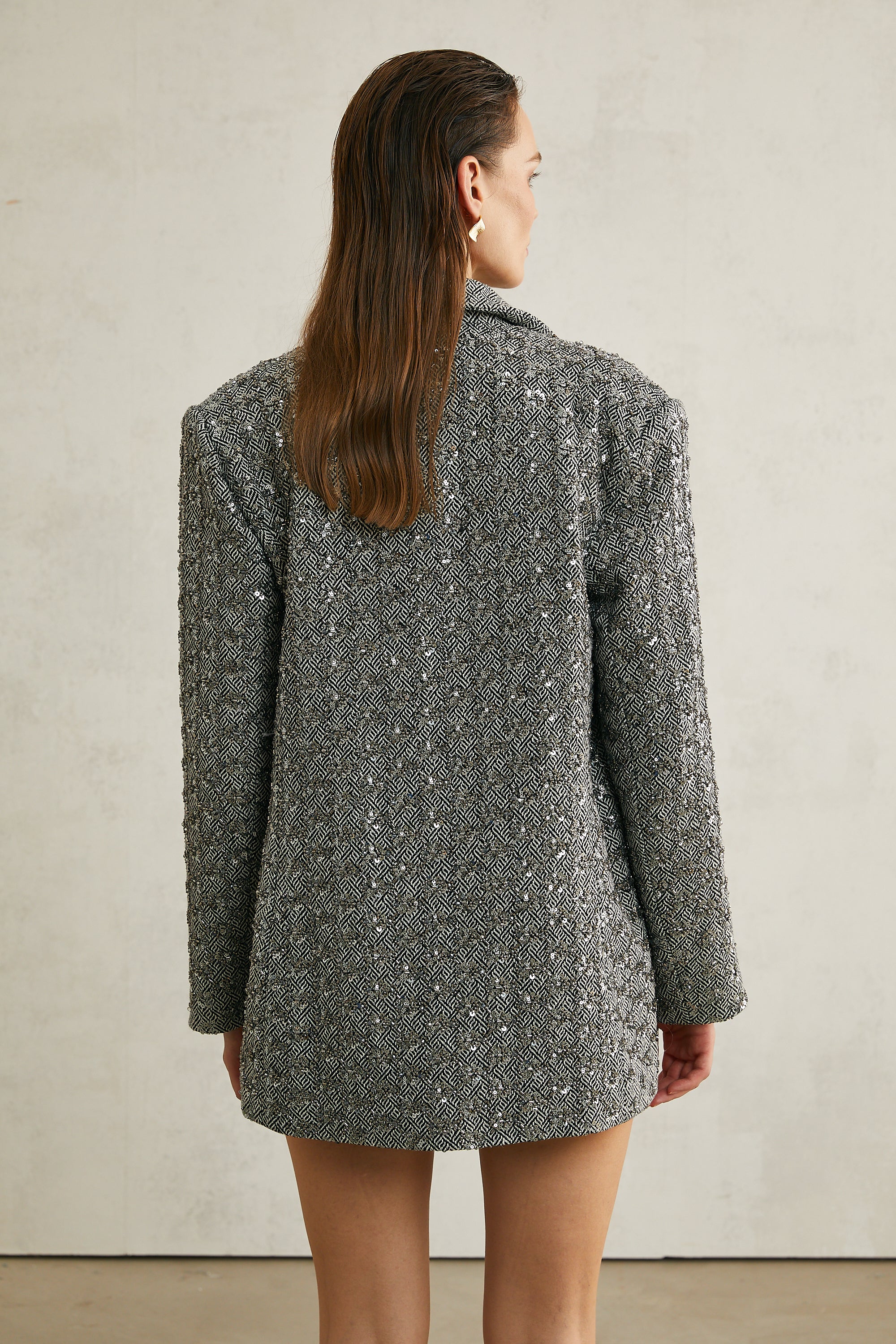 Solène-Blazer mit Fischgrätenmuster