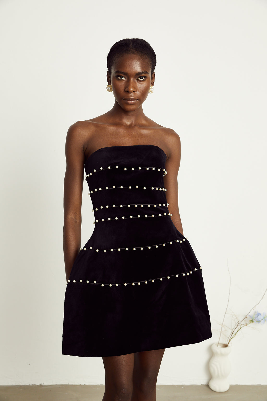 The Camellia Noir Velvet Dress