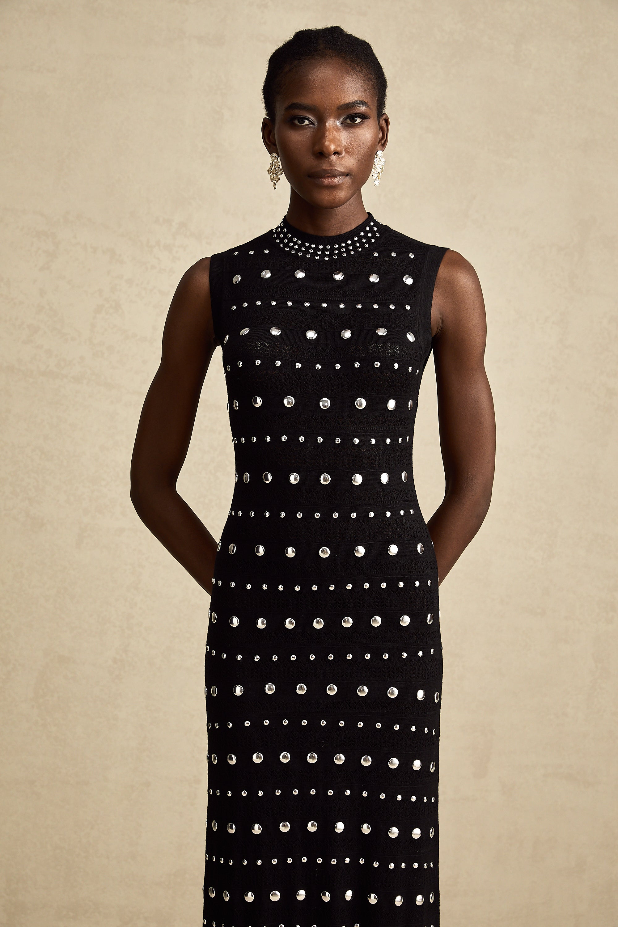 Chloé studded crochet-knit maxi dress in Black