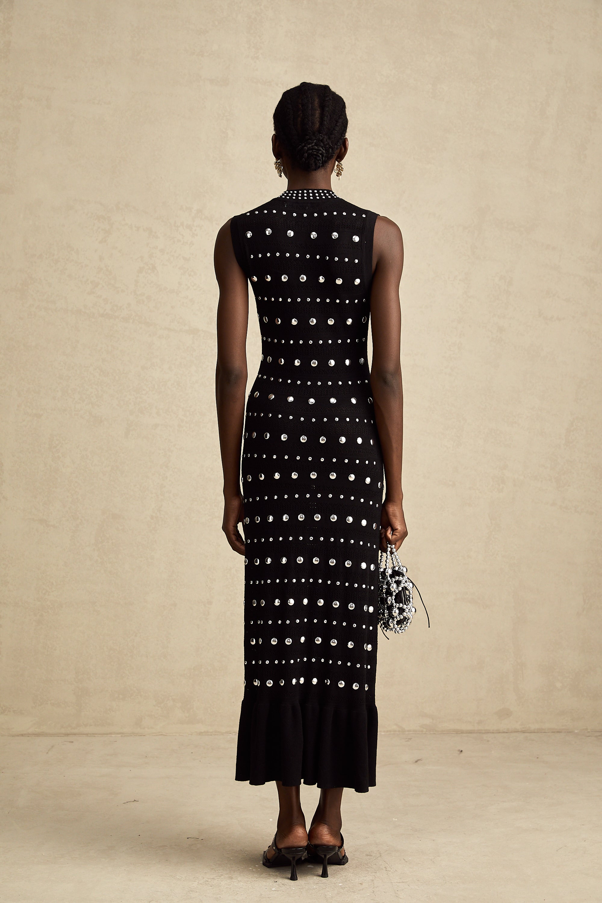Chloé studded crochet-knit maxi dress in Black