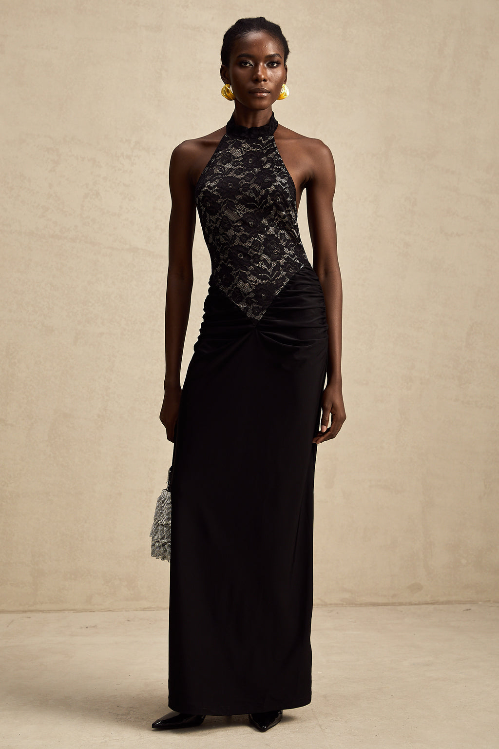 black lace halter prom dress Jovani 43097 - Long Lace Sheath Dress