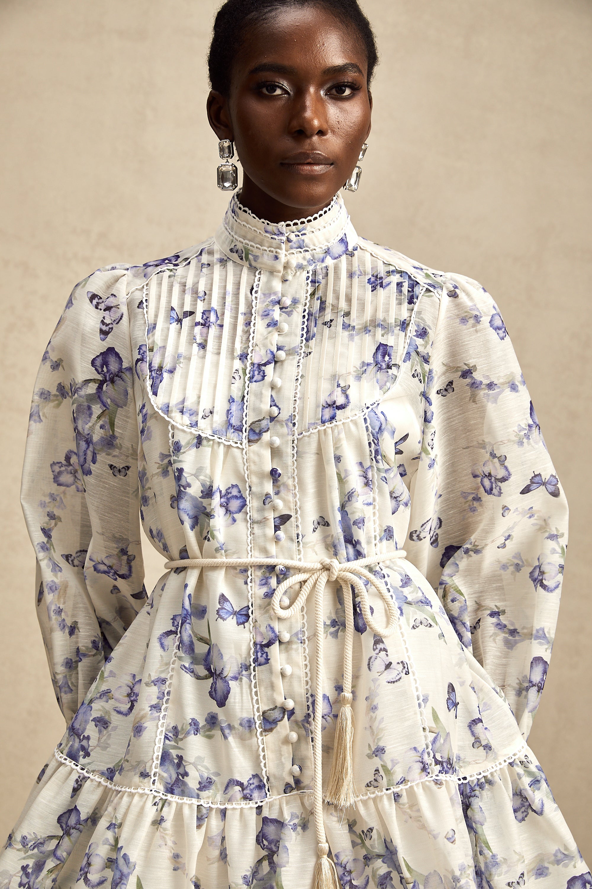 Ausgestelltes Chiffon-Minikleid Blandine mit Blumendruck