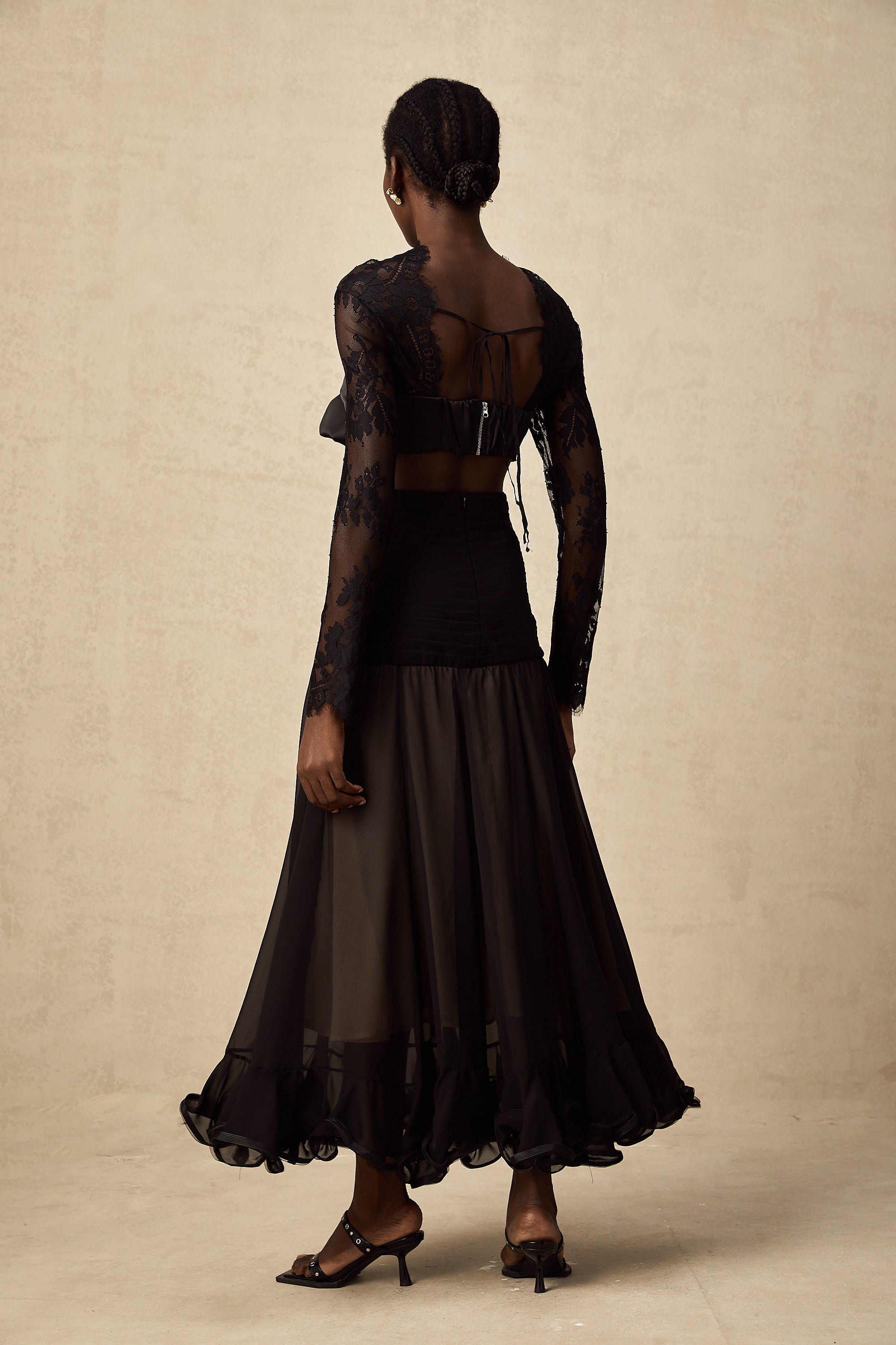 Maïwenn Maxikleid mit Einsätzen aus floraler Spitze