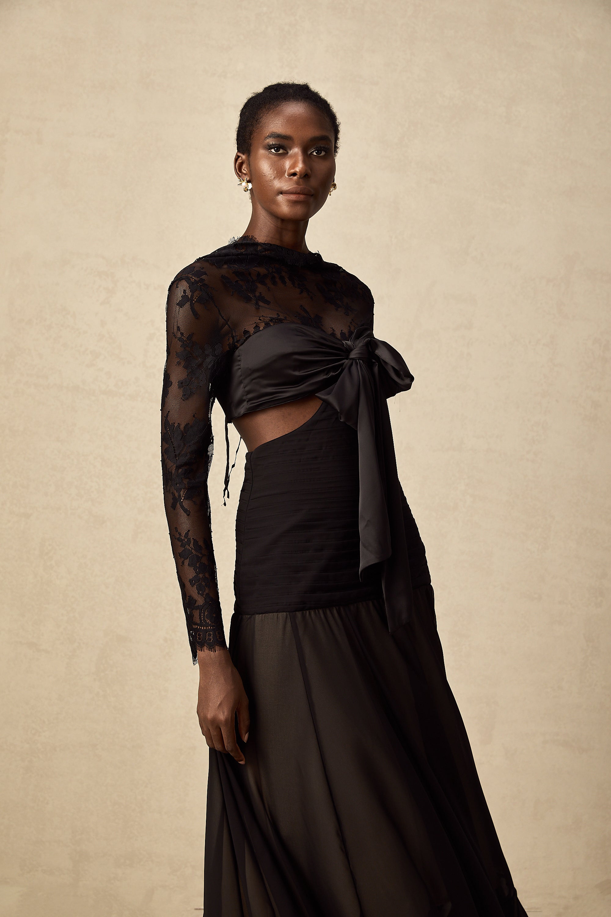 Maïwenn Maxikleid mit Einsätzen aus floraler Spitze